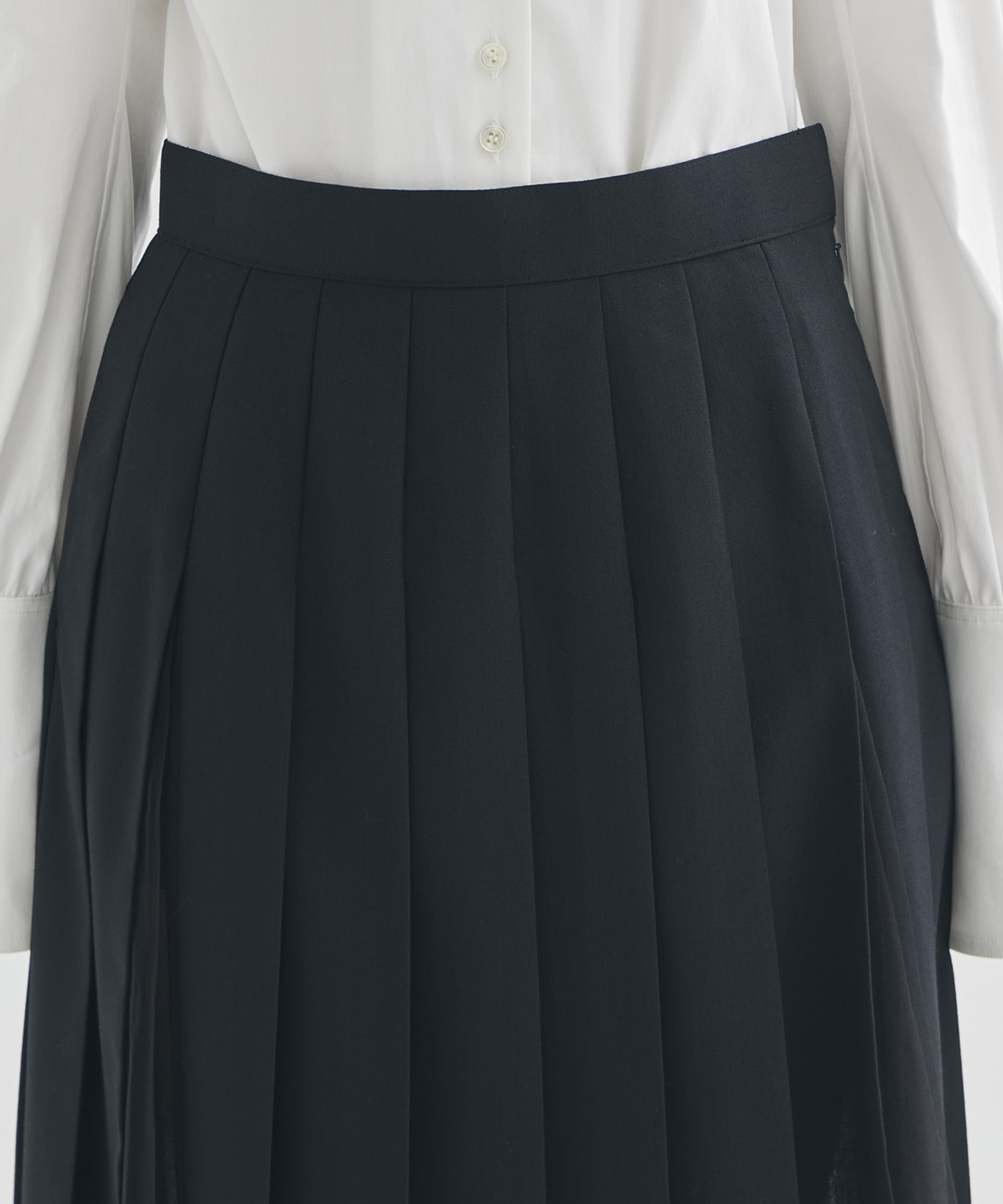 WOOL & TULLE COMBINED PLEATED SKIRT FETICO