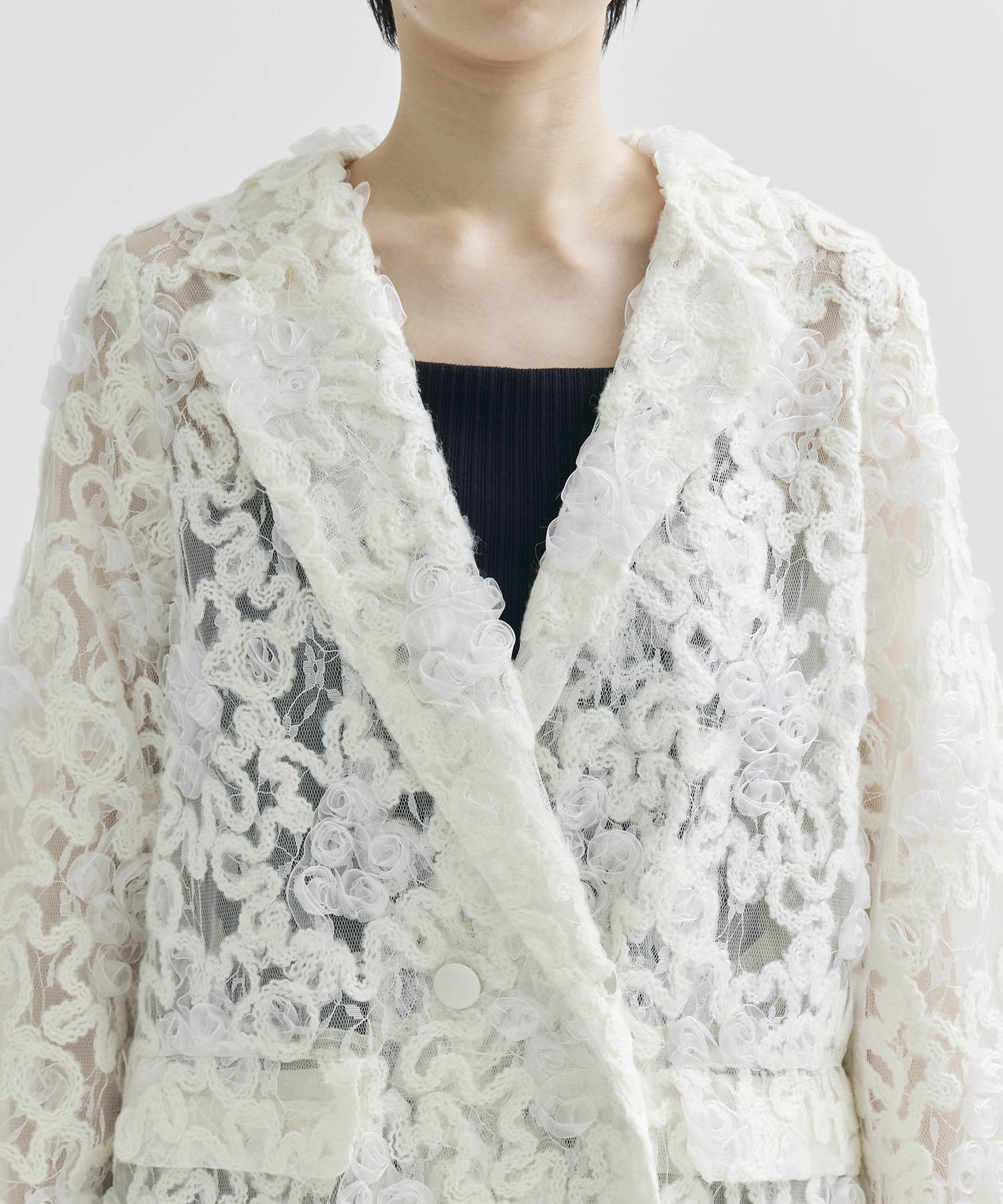 FLOWER MIX LACE SHEER JACKET AMERI