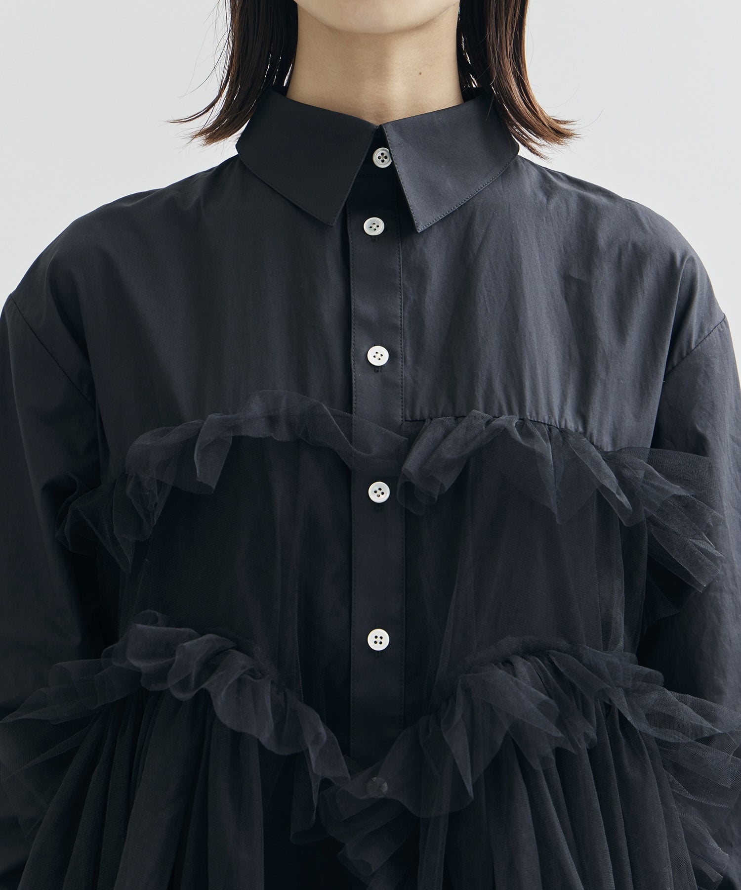 Shirt with Swell Ruffle Tulle VIVIANO