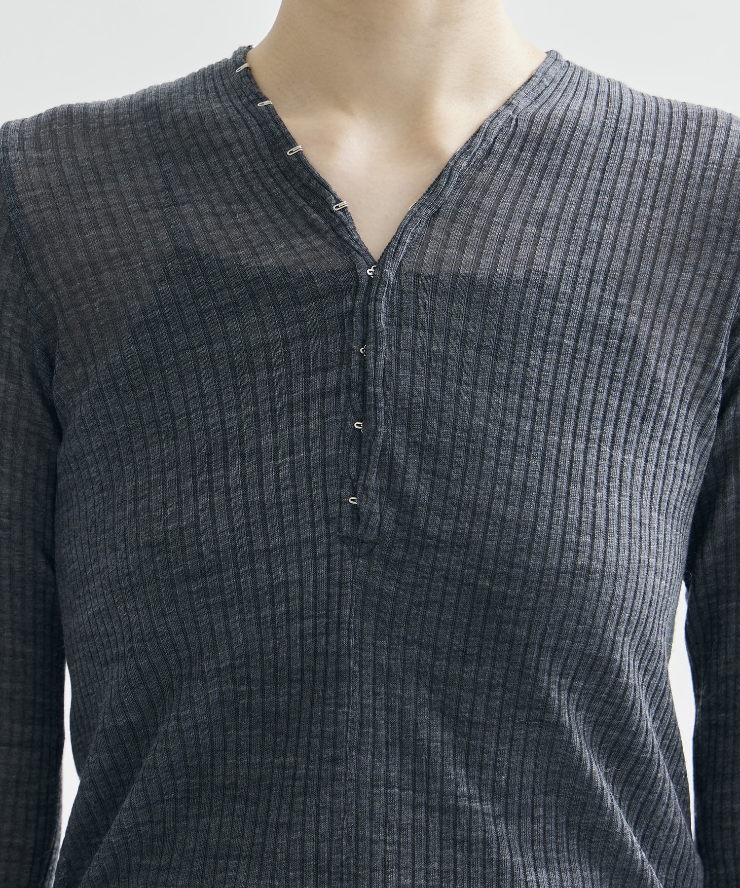 WOOL RIB CREW NECK TOP WITH HOOK JOHN LAWRENCE SULLIVAN