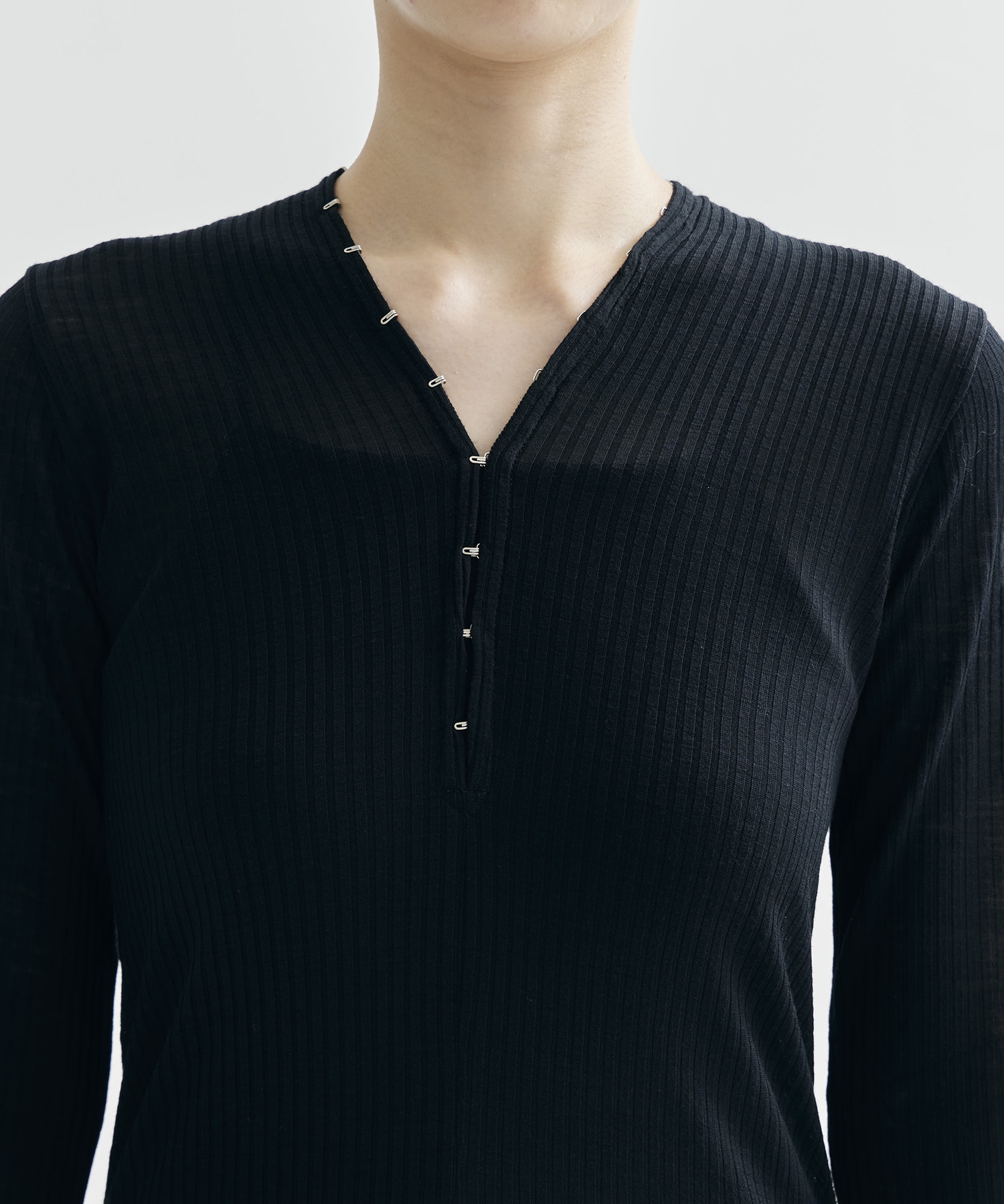 WOOL RIB CREW NECK TOP WITH HOOK JOHN LAWRENCE SULLIVAN