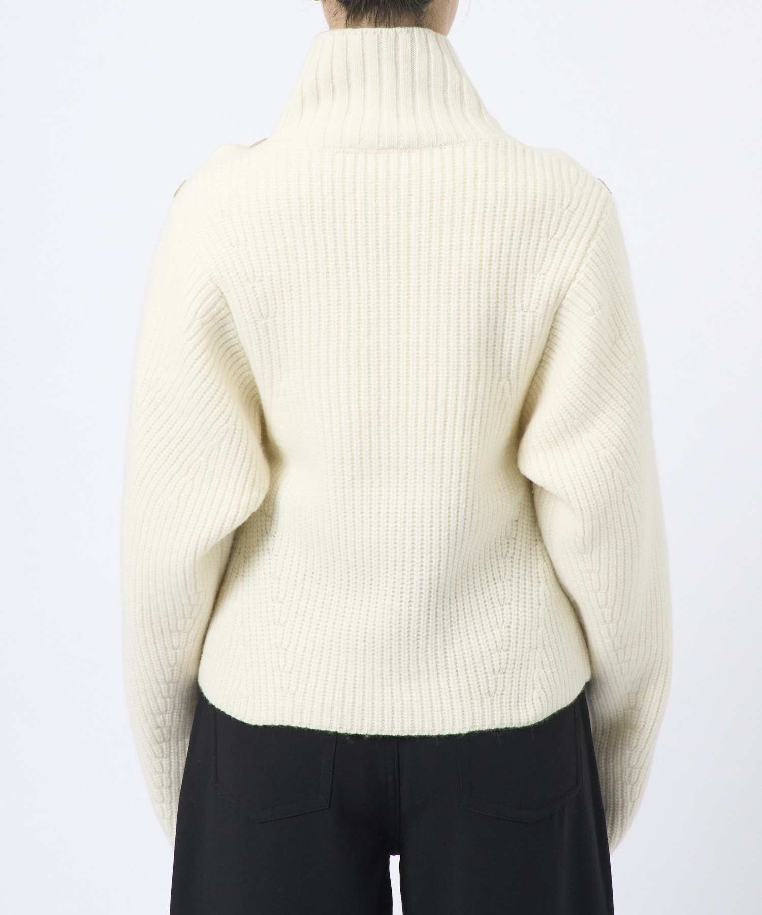 Button Sleeve Wool Knit Top STUDIOUS