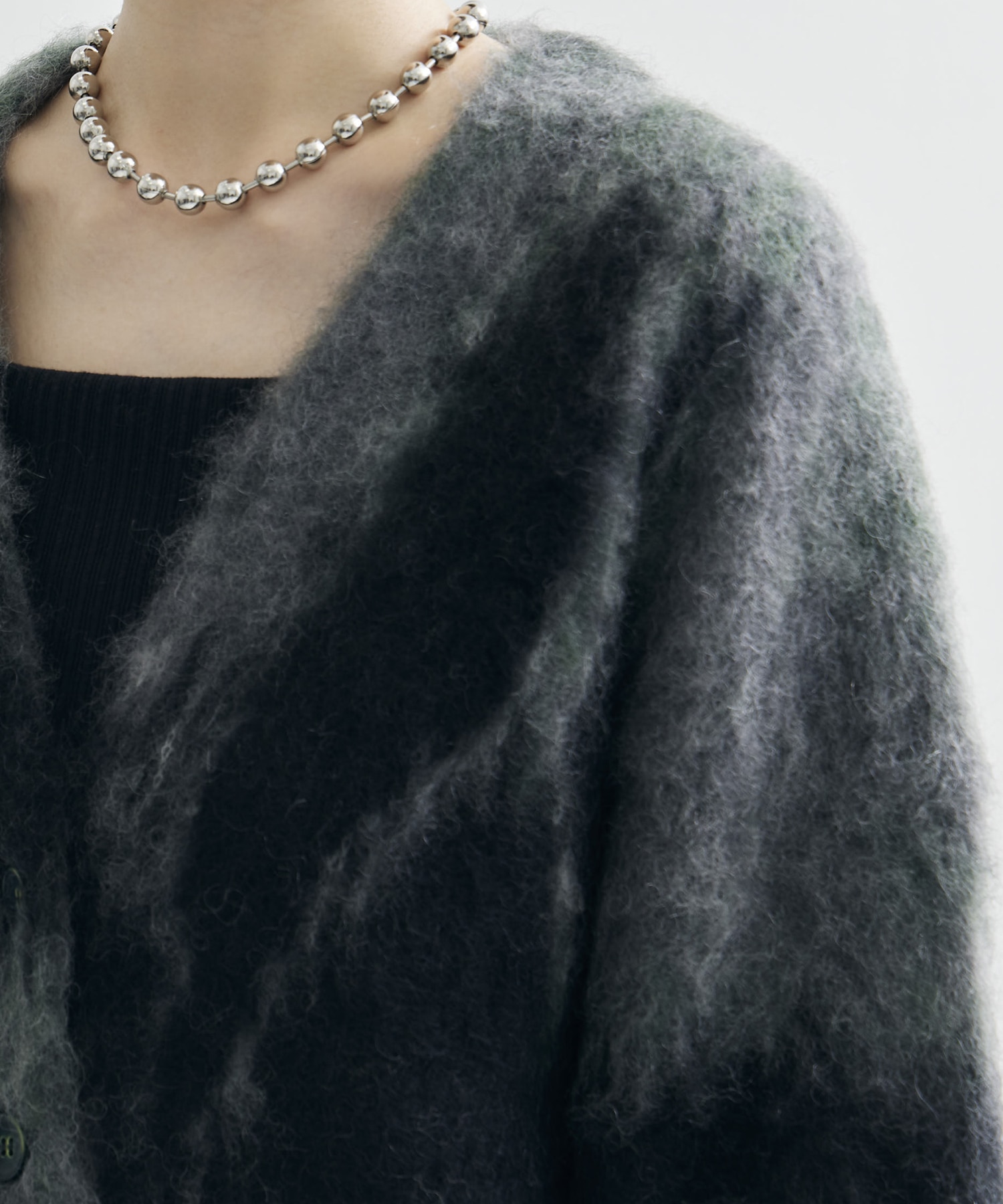 Drip Glaze Pattern Mohair Knitted Cardigan Mame Kurogouchi