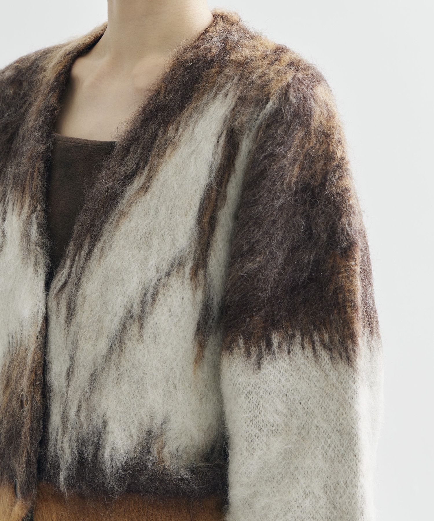 Drip Glaze Pattern Mohair Knitted Cardigan Mame Kurogouchi