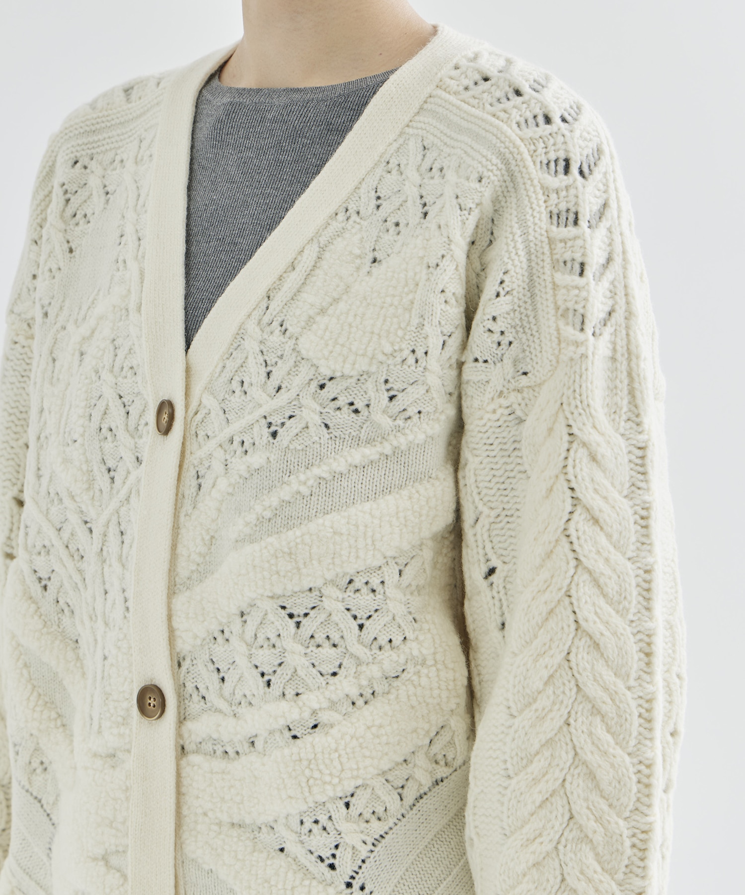 Floral Motif Chunky Knitted Cardigan Mame Kurogouchi