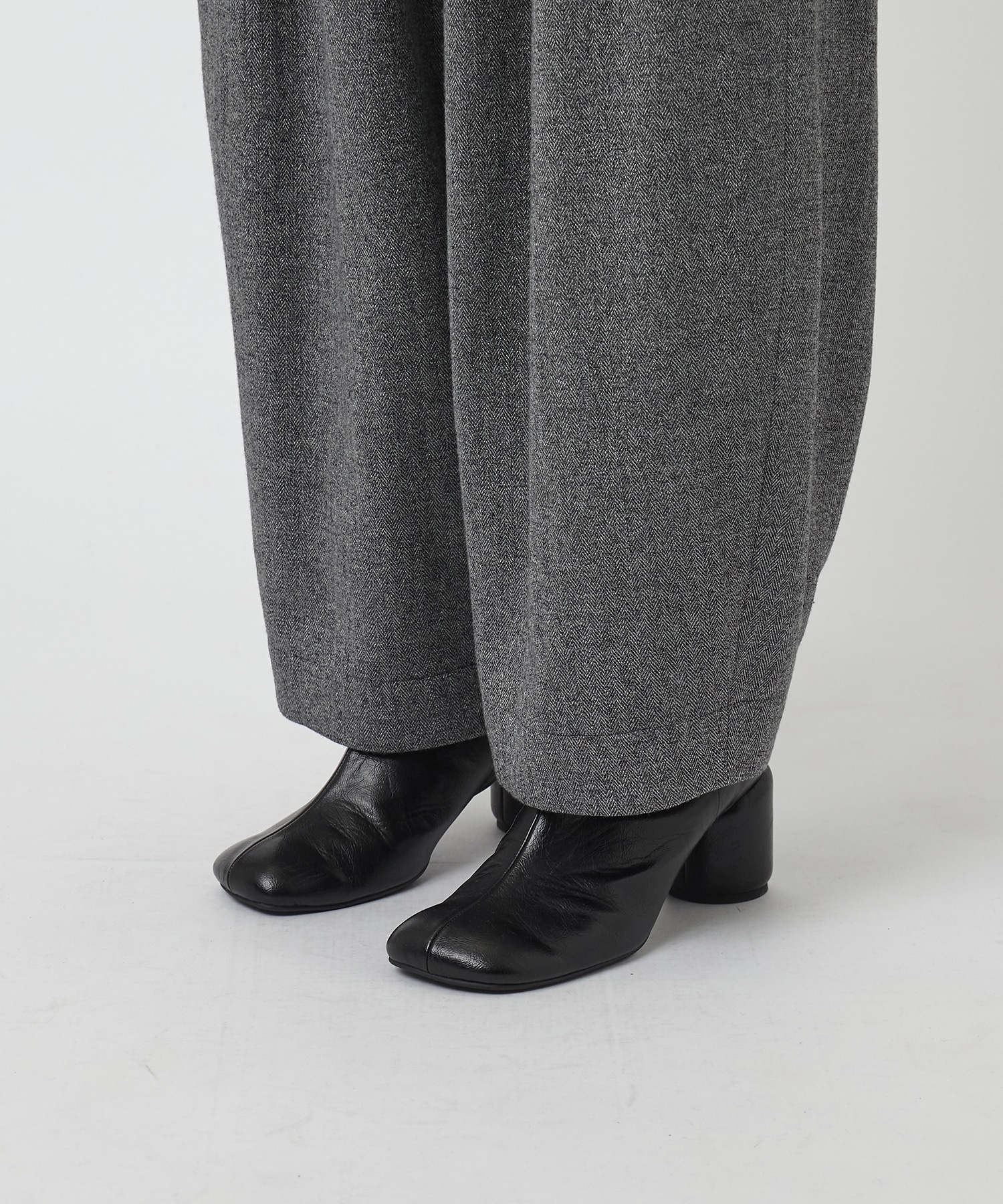 WOOL MIX HERRINGBONE COCOON PANTS THINGS THAT MATTER