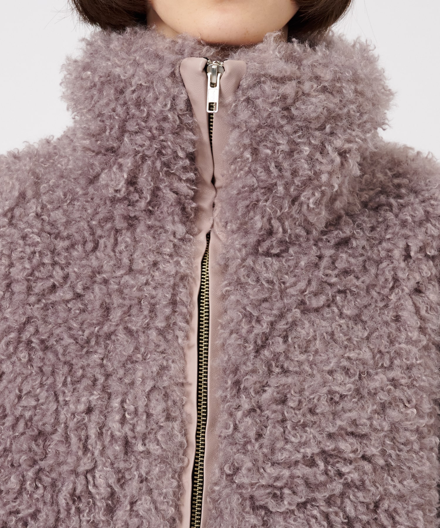 CRIMPED FUR CROPPED BLOUSON THINGS THAT MATTER