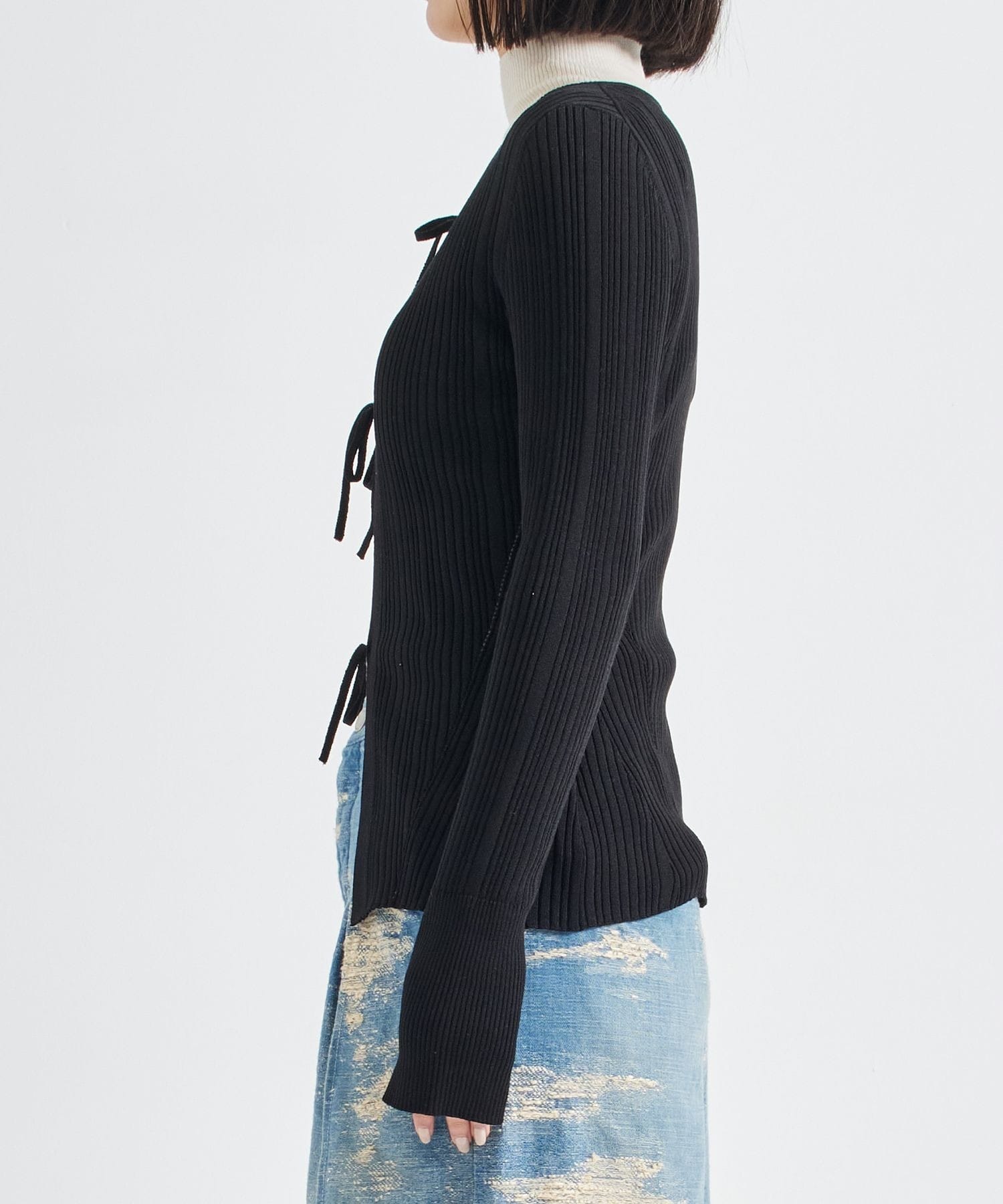 Ribbon Front Knit Cardigan STUDIOUS