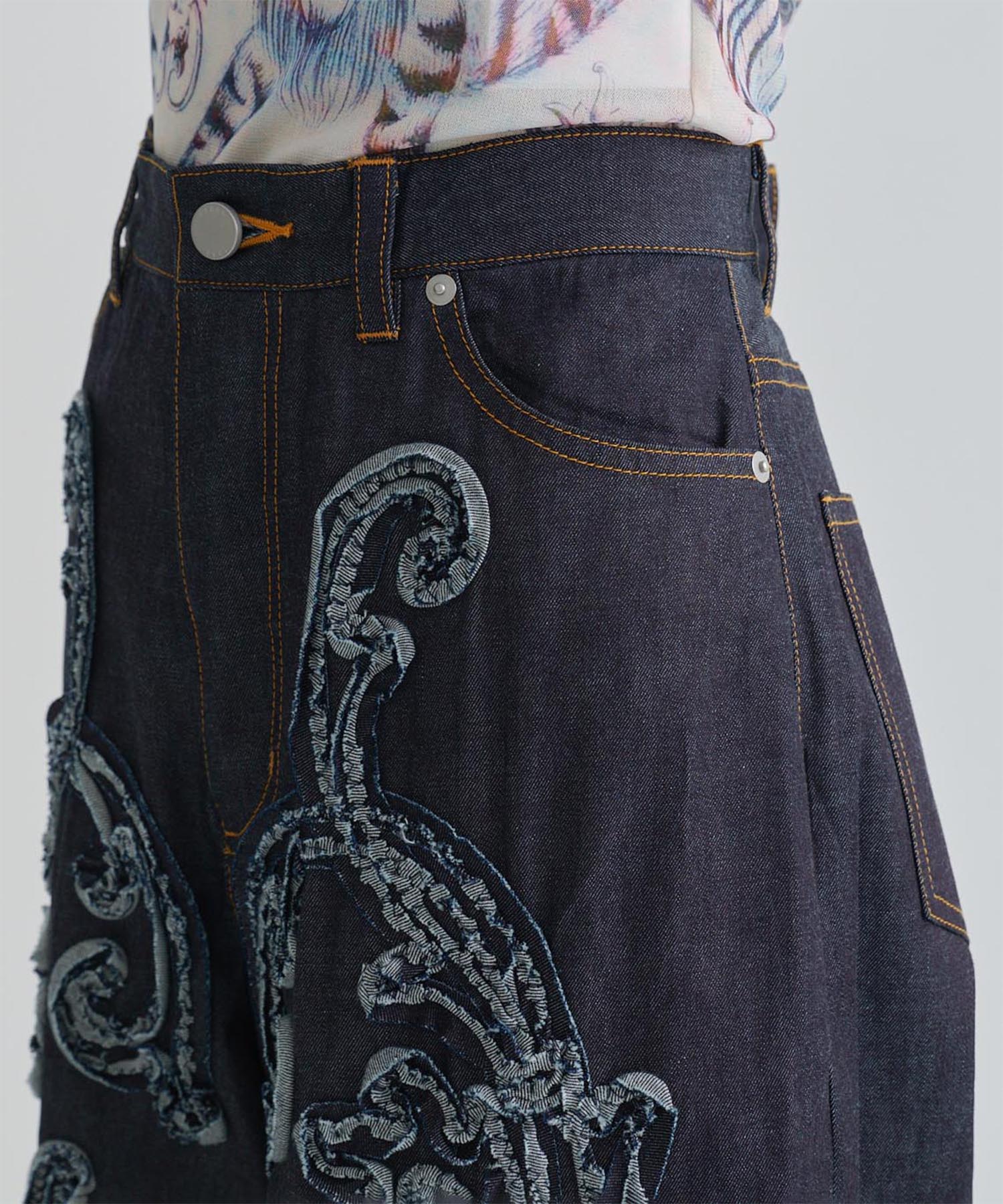 DENIM WIDE PANTS(刺繍) TAAKK