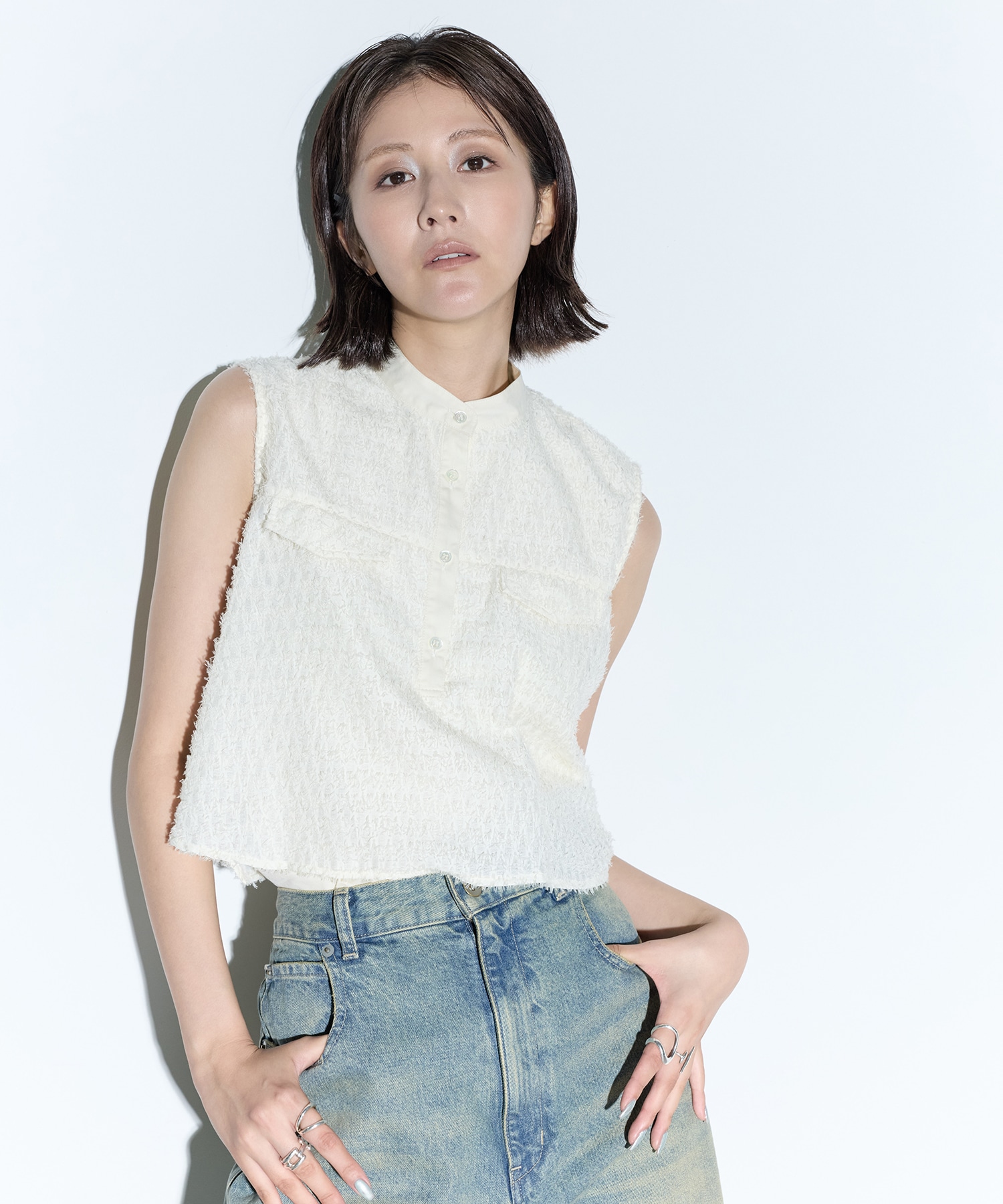 ノースリーブジャガードブラウス STUDIOUS