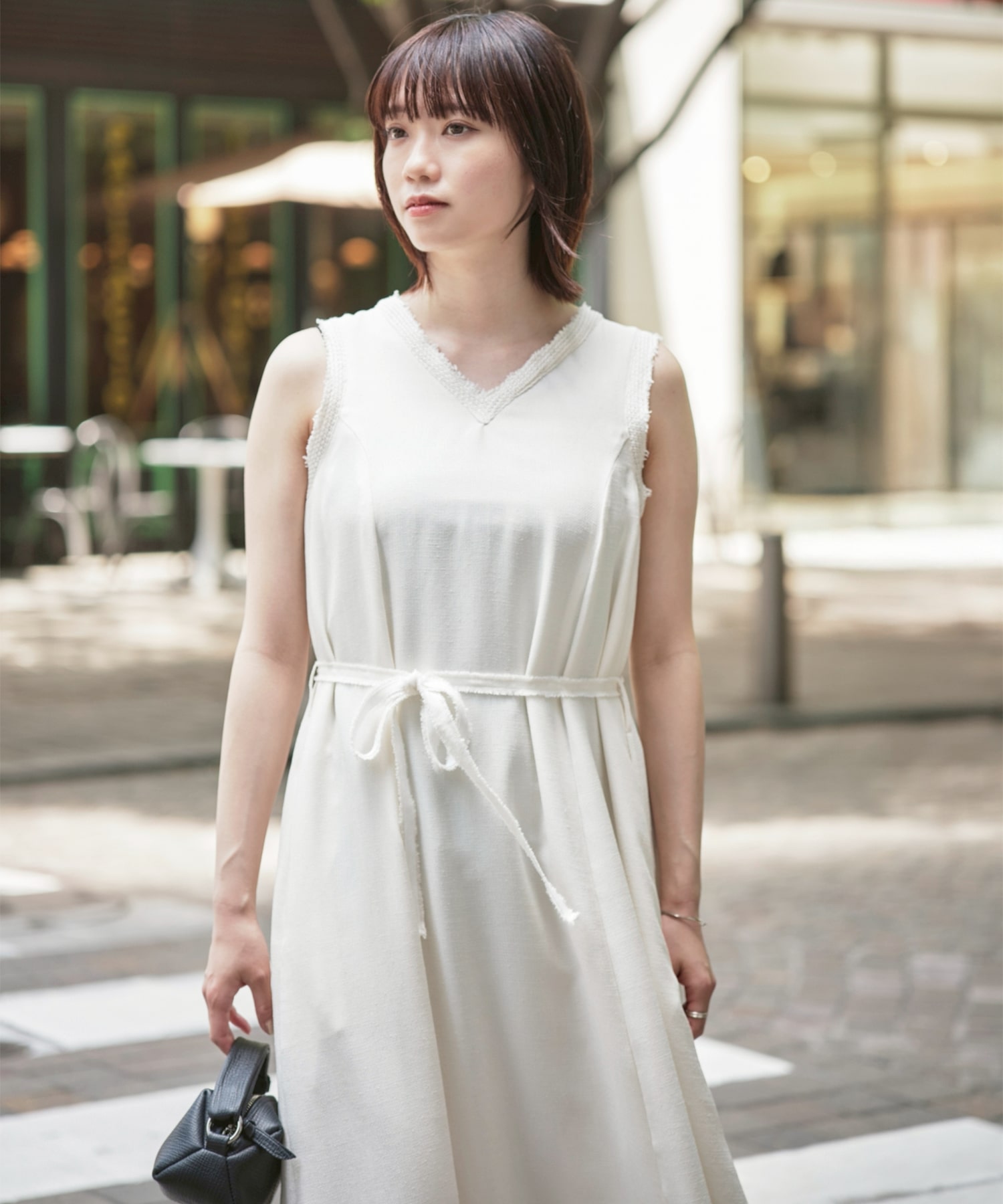 V Neck Sleeveless Mesh Dress STUDIOUS