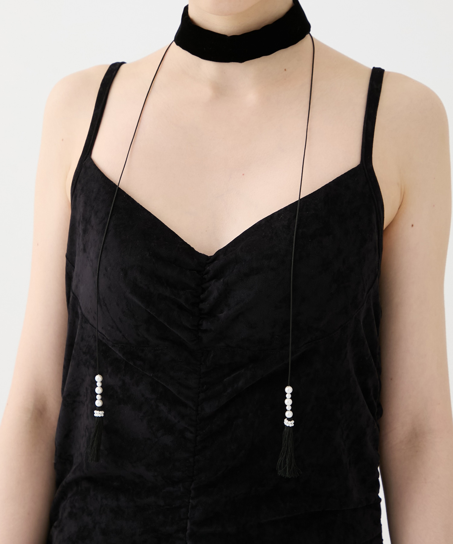 別注 VELOUR SHEER CUT HEM DRESS FETICO