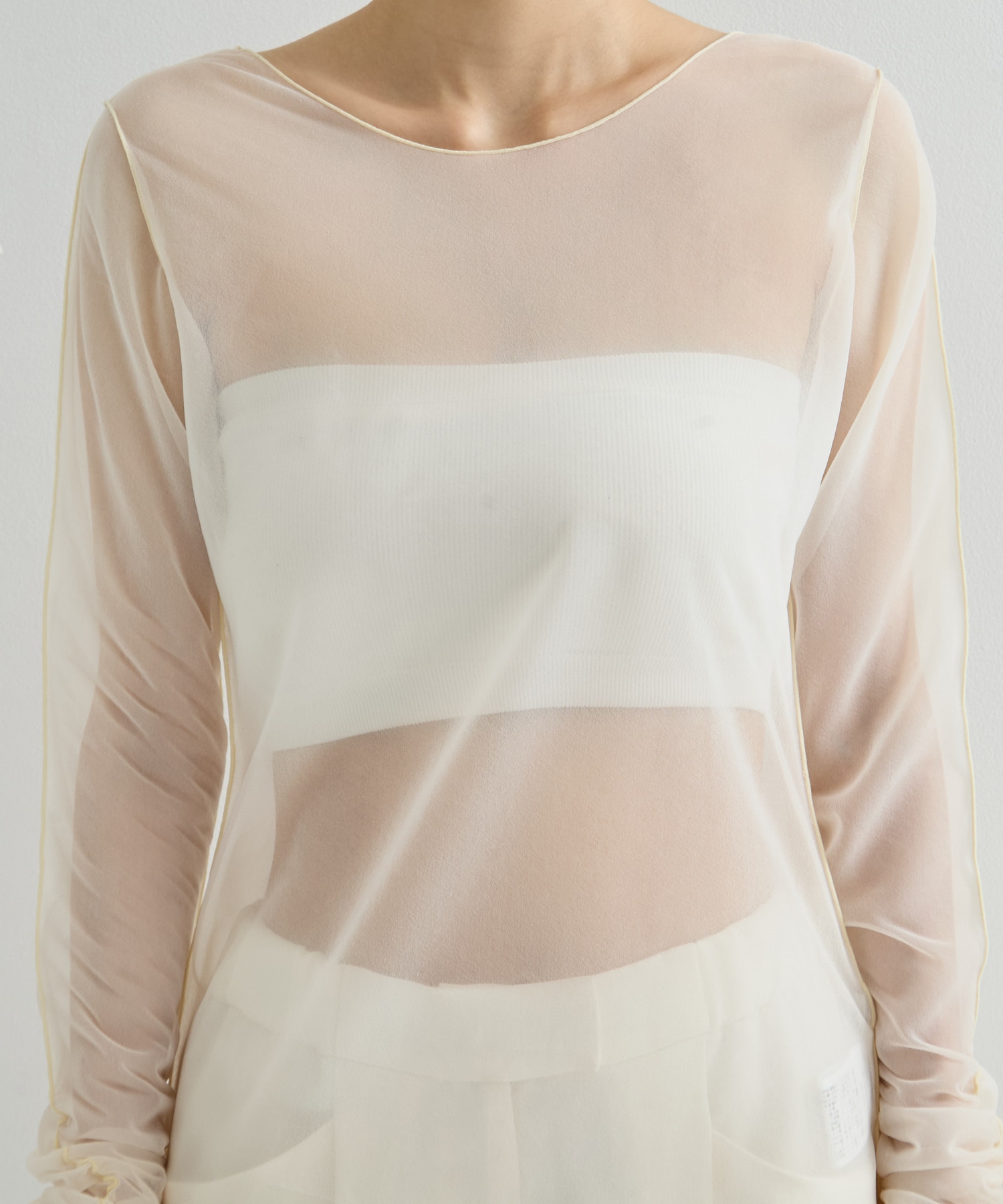 Gathered Sleeve Sheer Top STUDIOUS