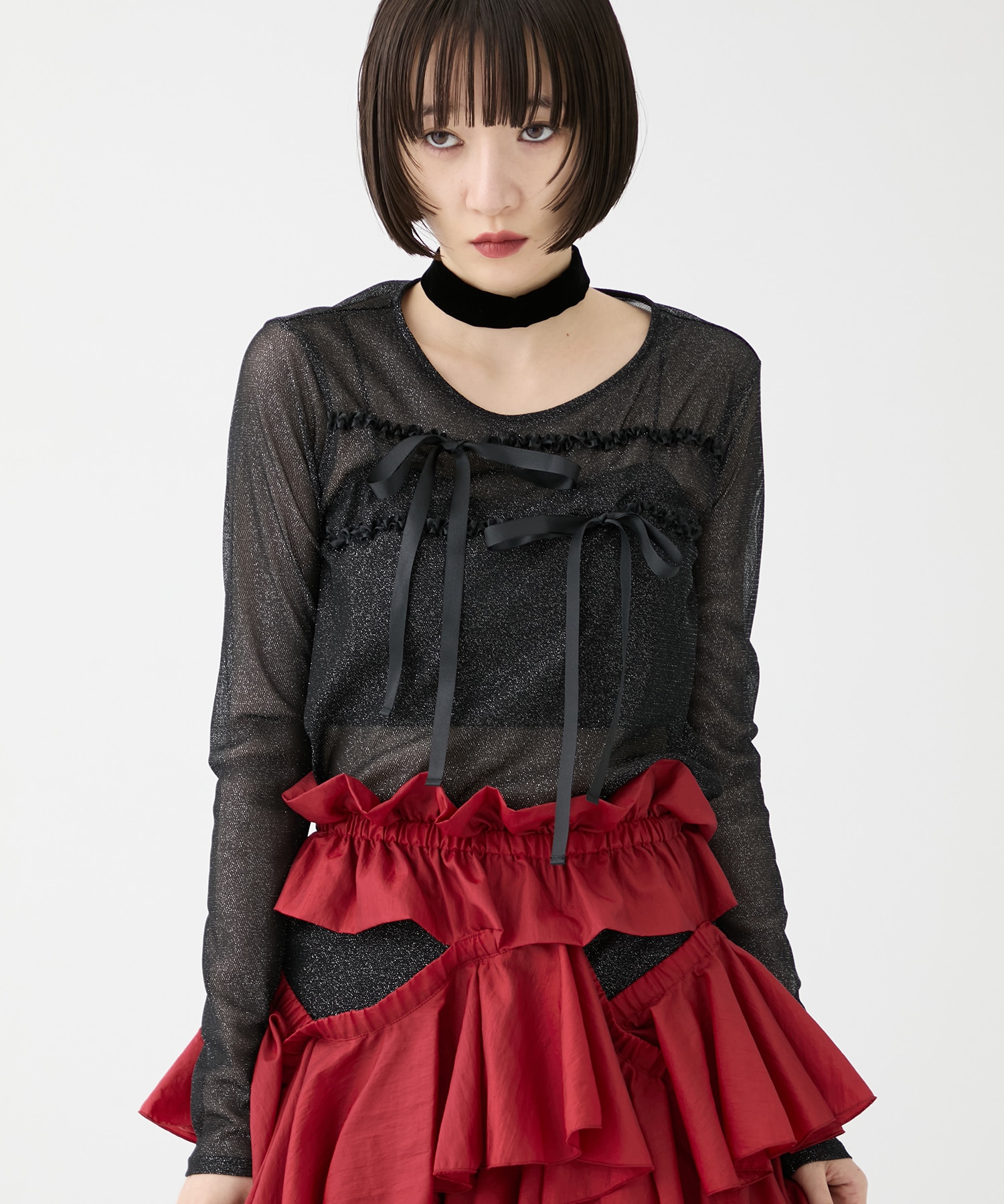 別注SHEER RIBON SKIN TOPS HOUGA