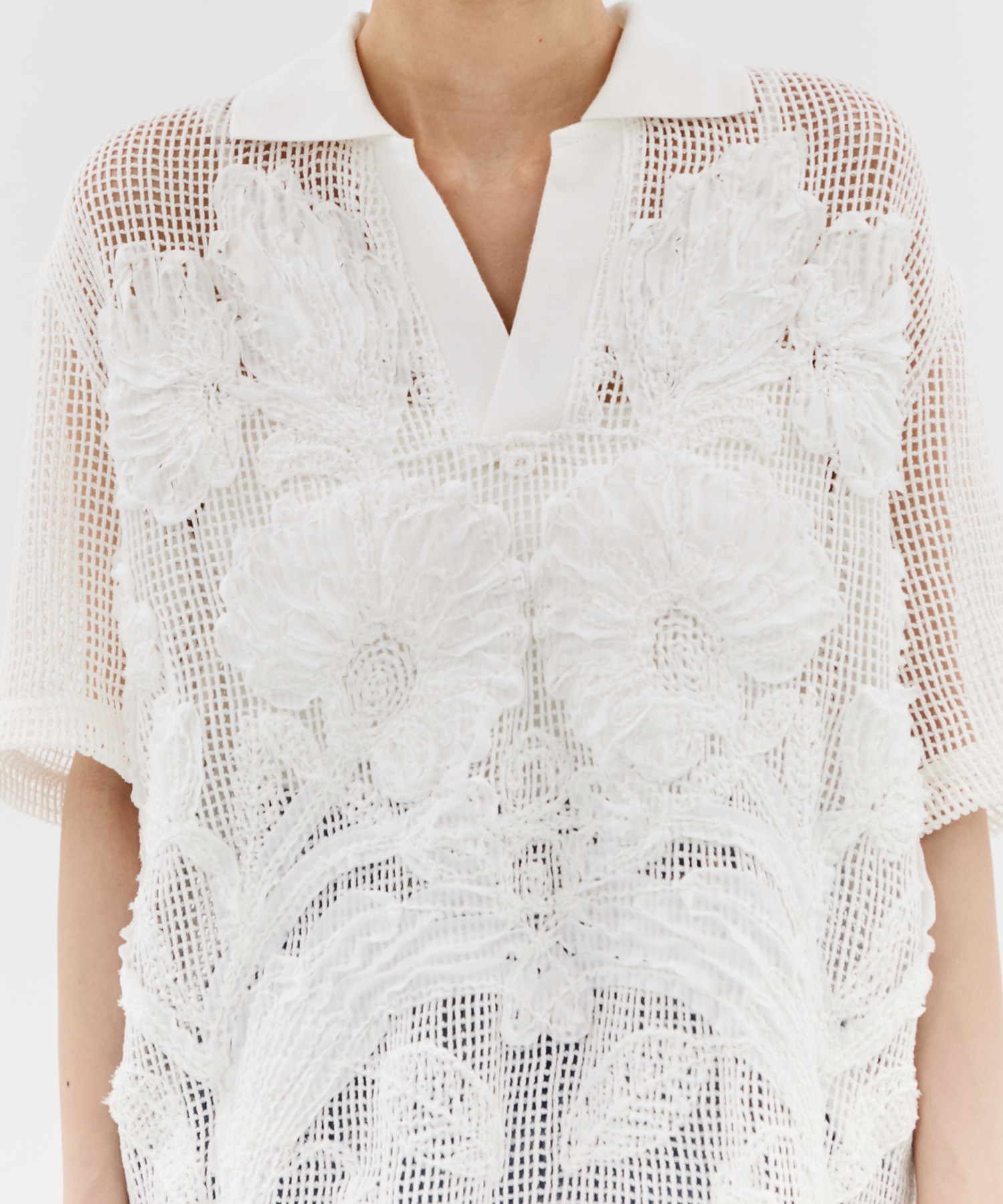 MESH EMBROIDERY POLO SHIRT TAAKK
