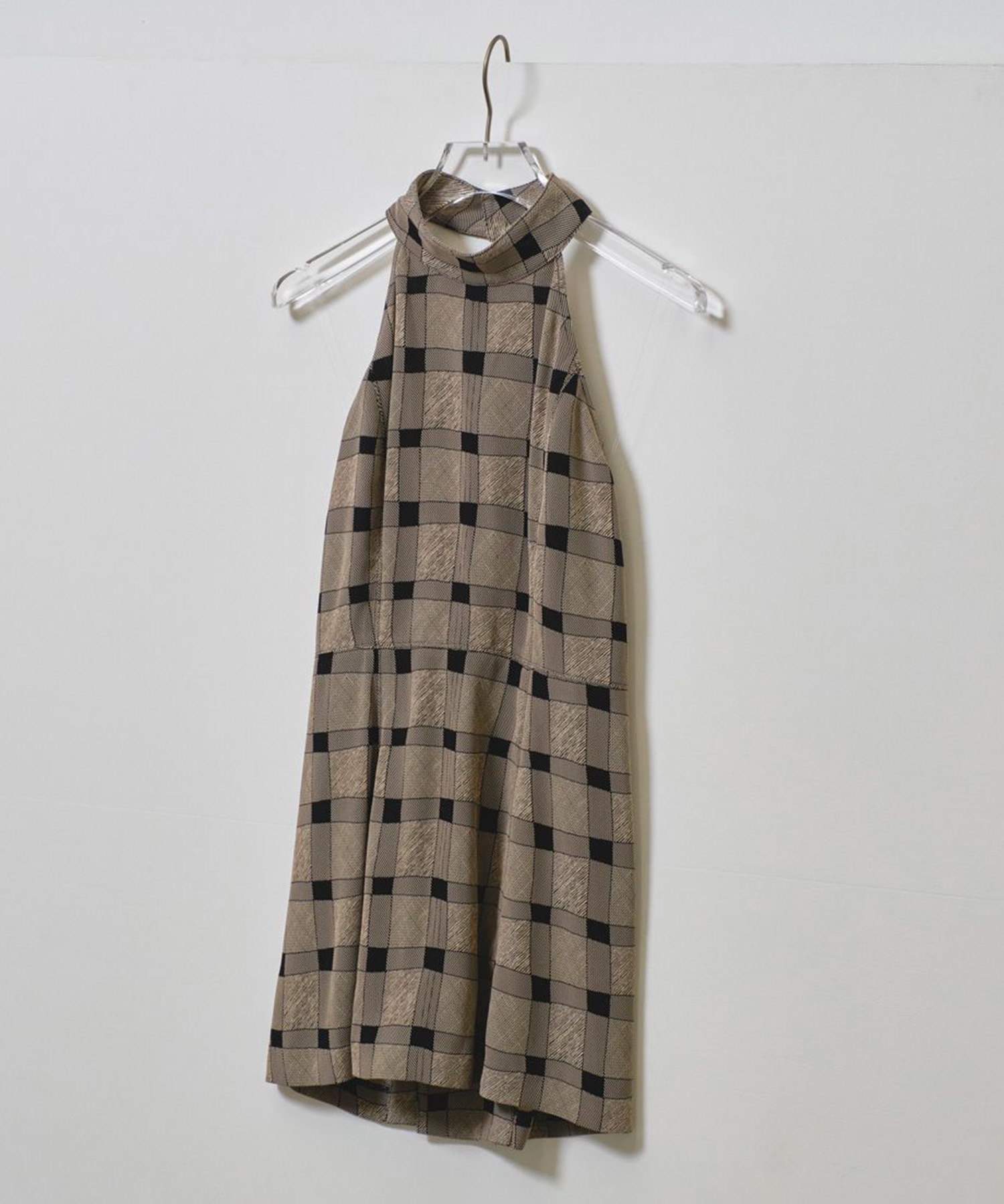 Halterneck Checkjaquard Top TODAYFUL