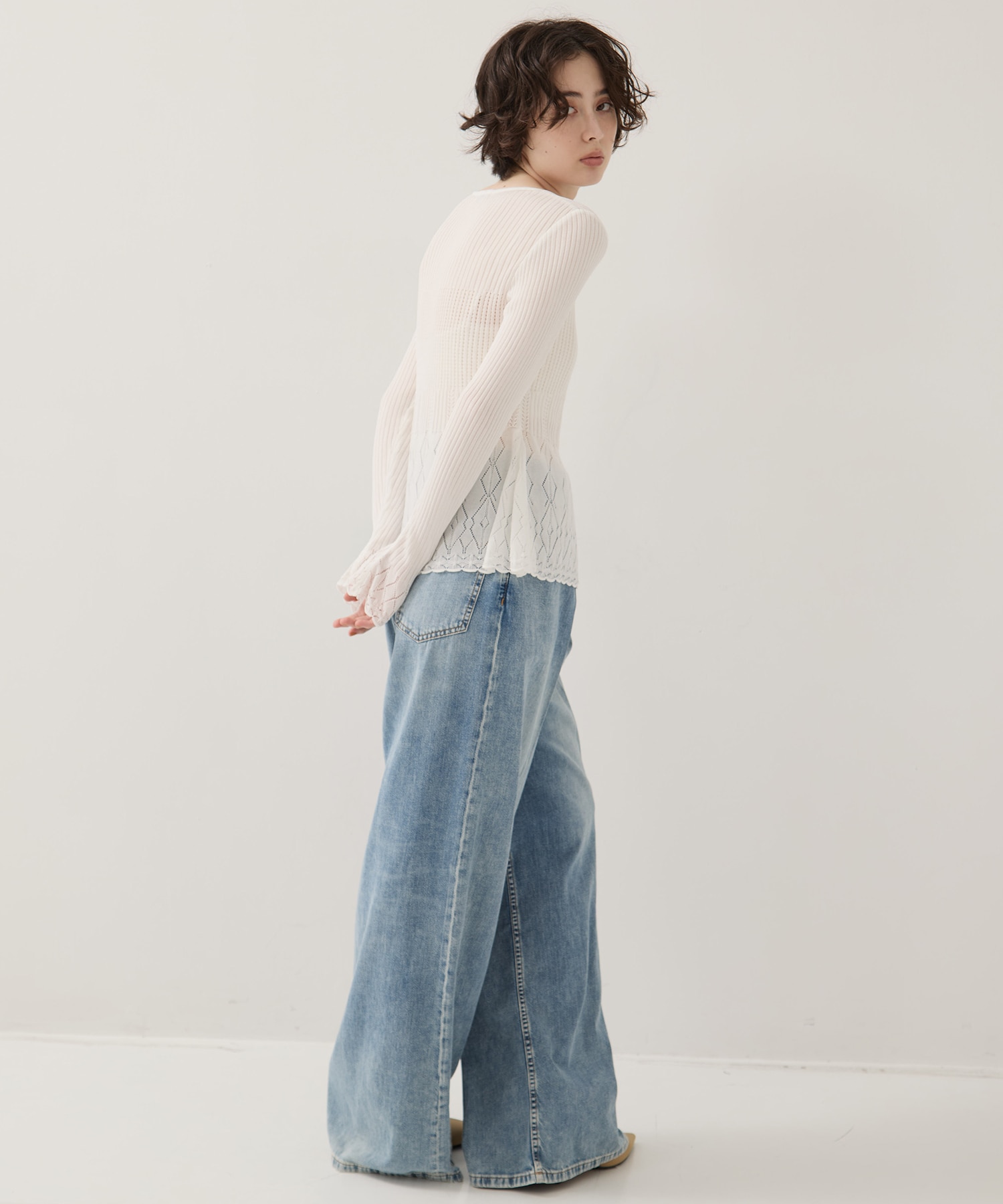 別注WASHED DENIM FOLDED WIDE PANTS (SHORT LENGTH) JOHN LAWRENCE SULLIVAN