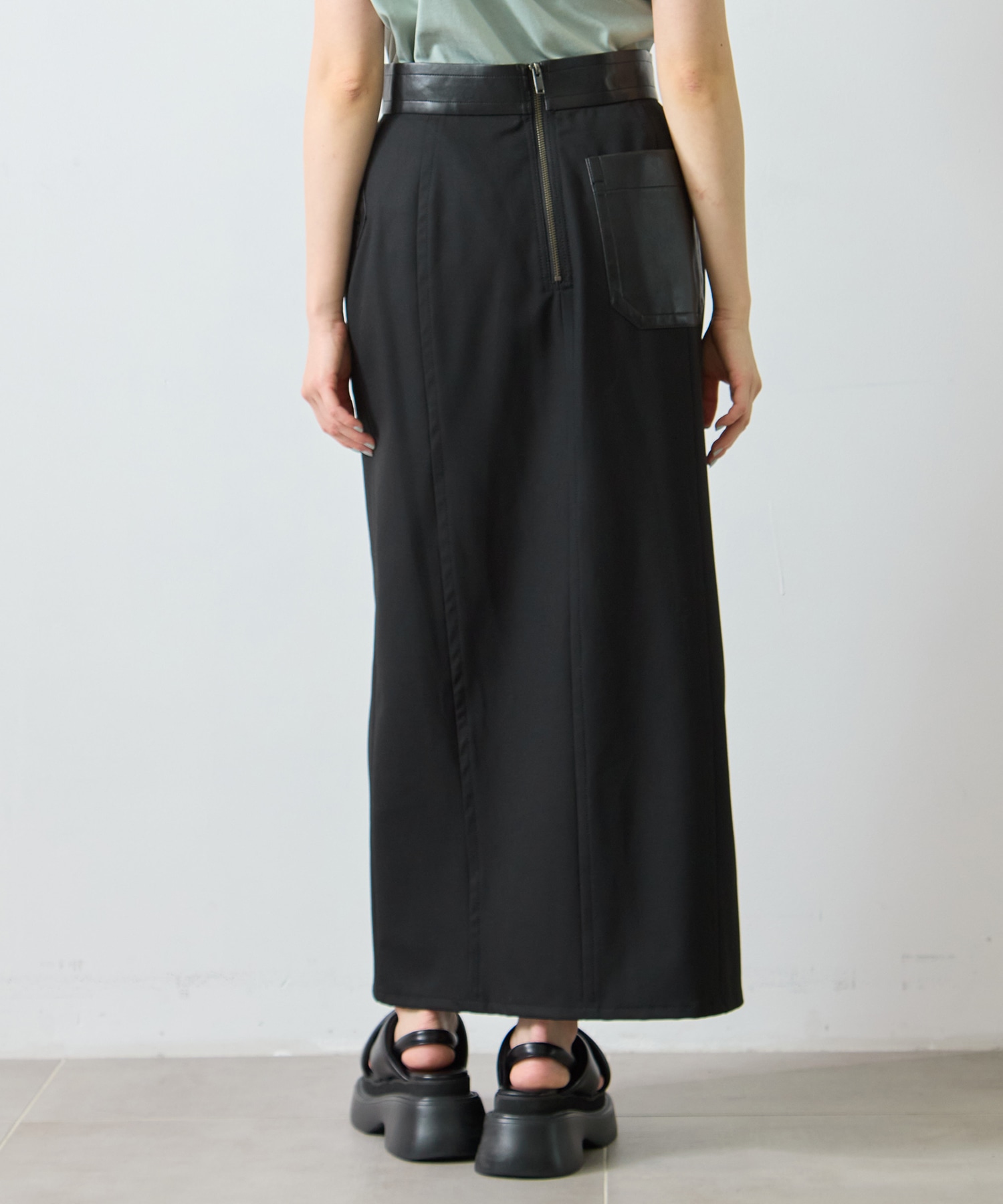 Leather Belted Straight SK STUDIOUS