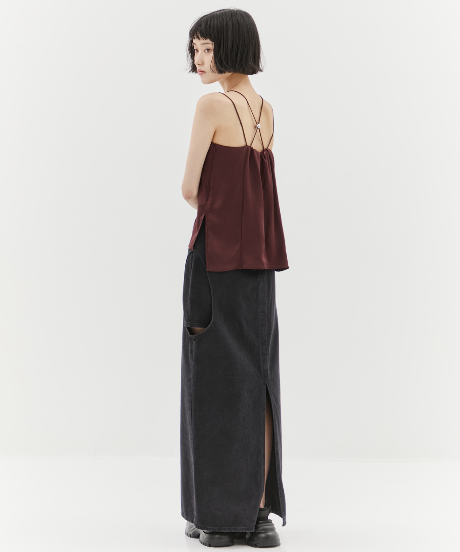 別注サークルカットデニムスカート CLANE
