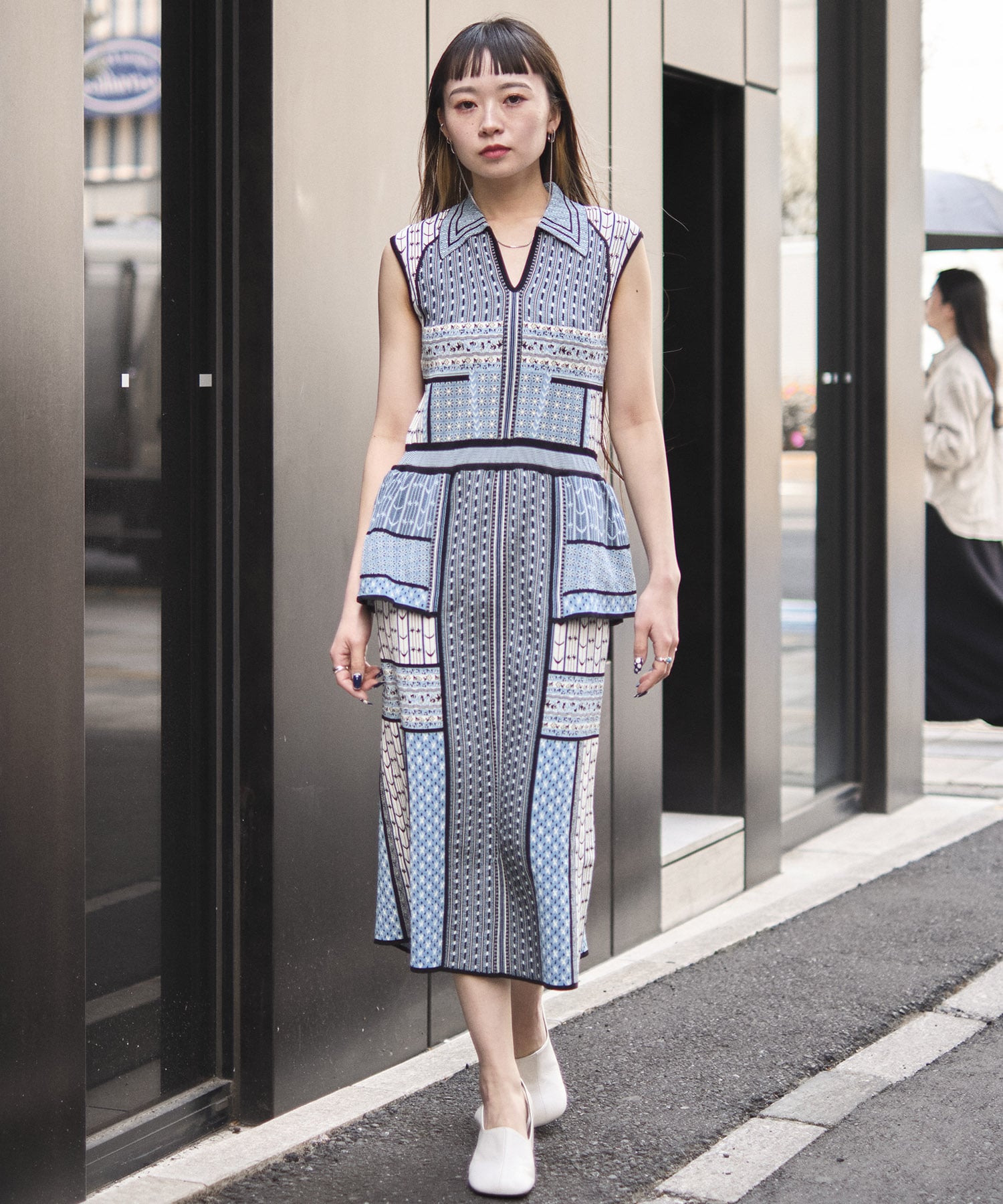 Geometric Pattern Knitted Dress Mame Kurogouchi