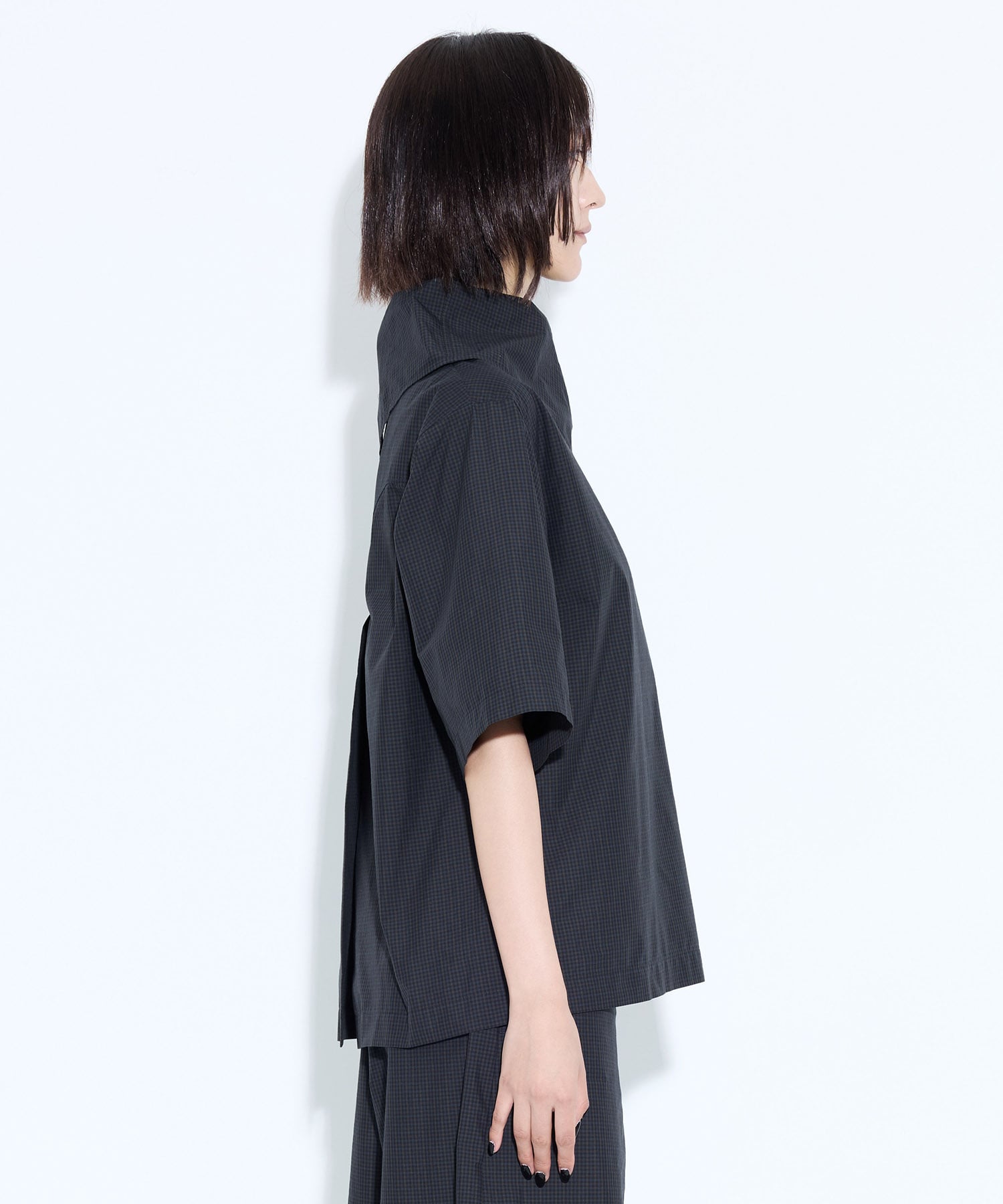 Typewriter check S/S blouse TOGA