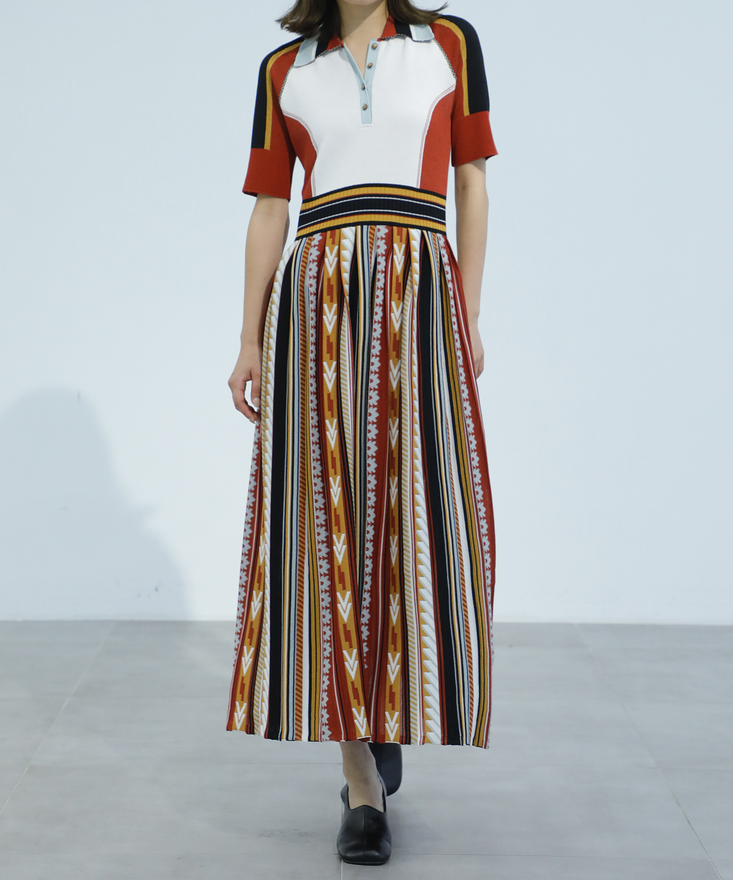 Geometric Pattern Knitted Dress Mame Kurogouchi