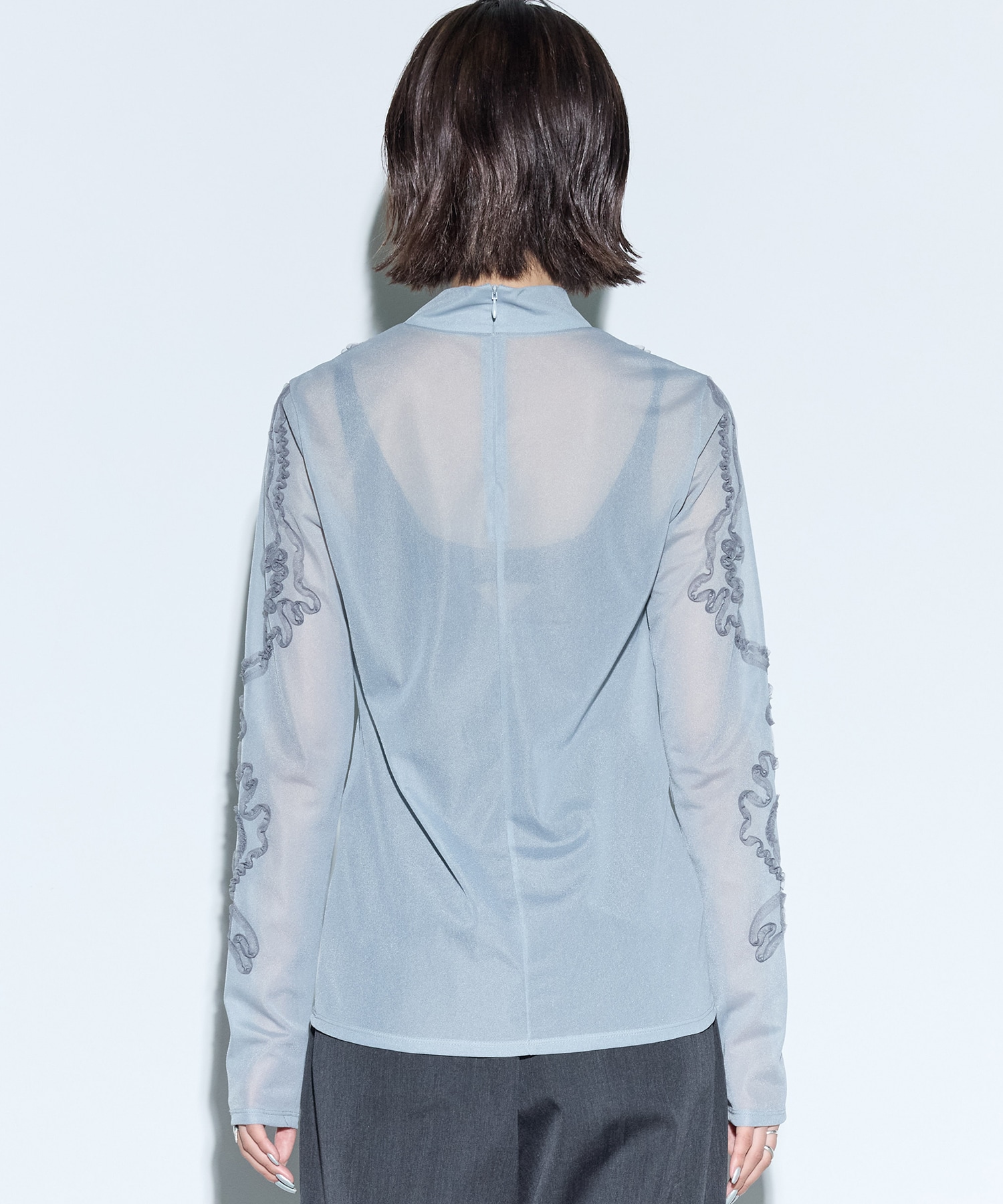 Moon road embroidered sheer top MURRAL