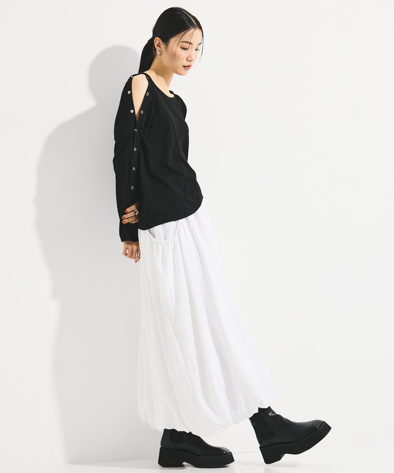 SHOULDER SNAP LONG SLEEVE TEE STUDIOUS