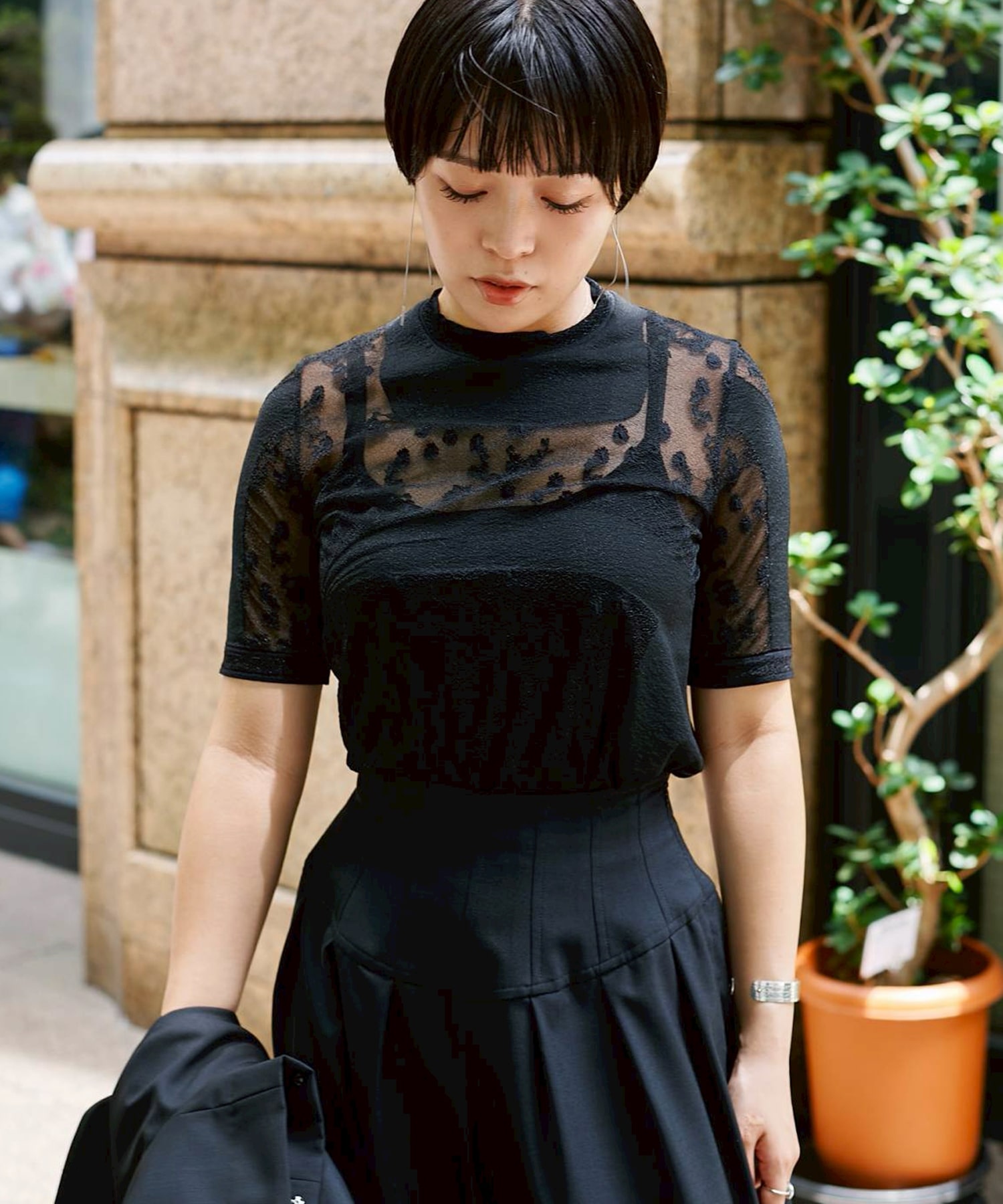 Knitted Crew Neck Top Mame Kurogouchi