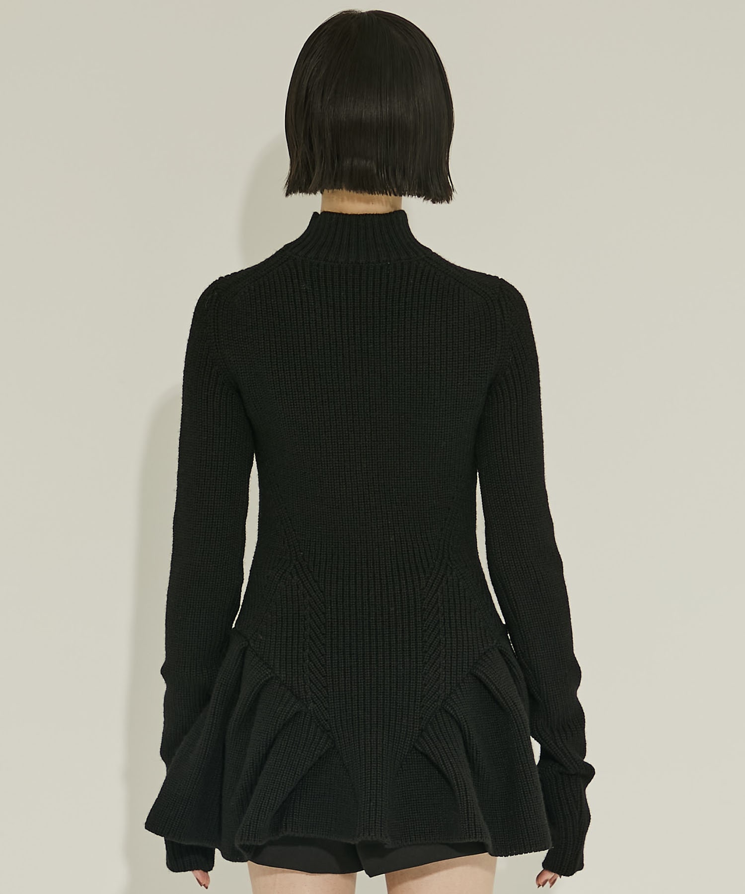 RIBED PEPLUM HI-NECK KNIT SWEATER JOHN LAWRENCE SULLIVAN
