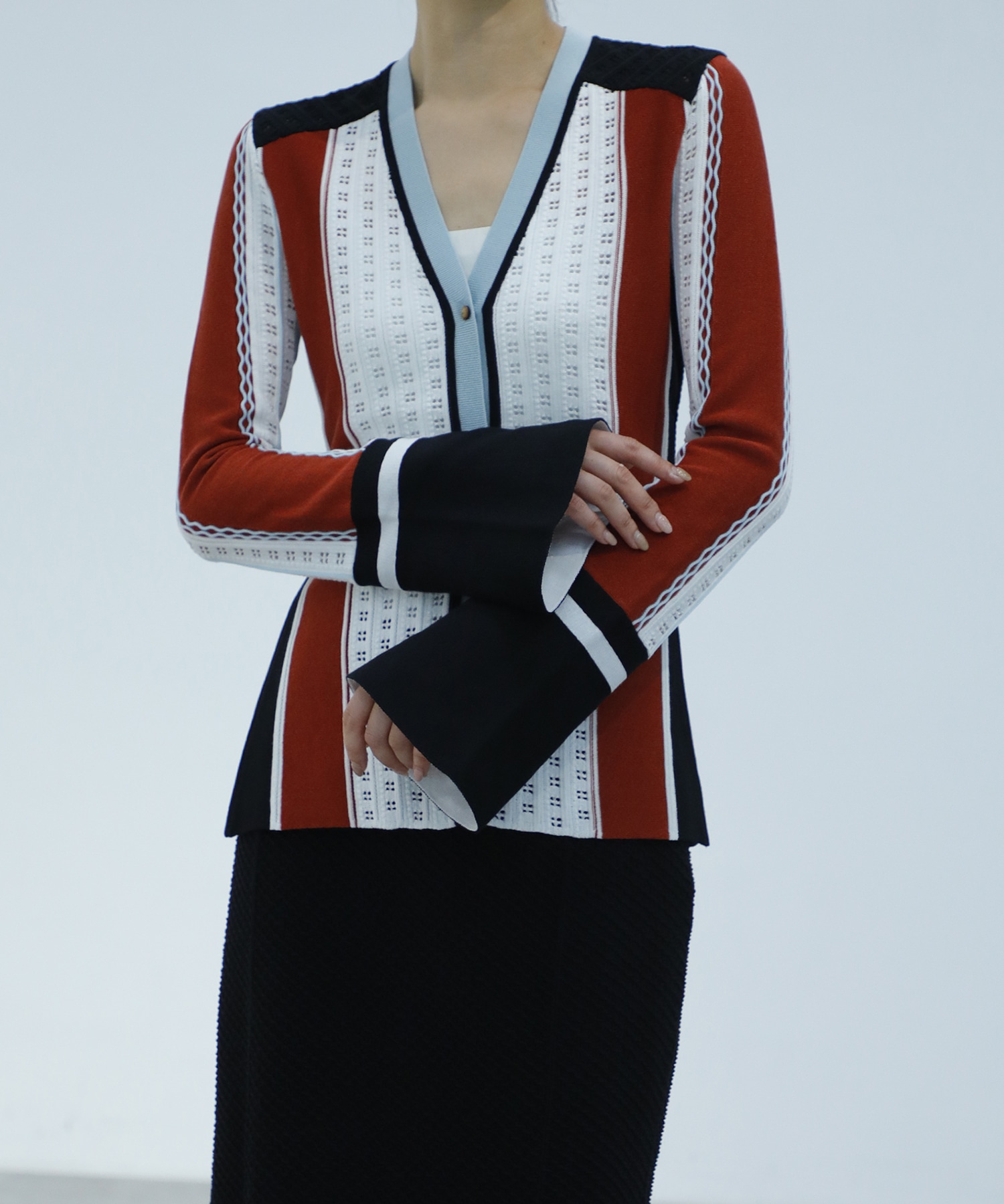 Geometric Pattern Knitted Cardigan Mame Kurogouchi