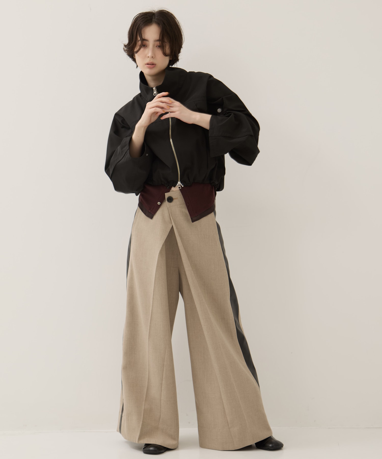 Side Leather Flare Trousers STUDIOUS