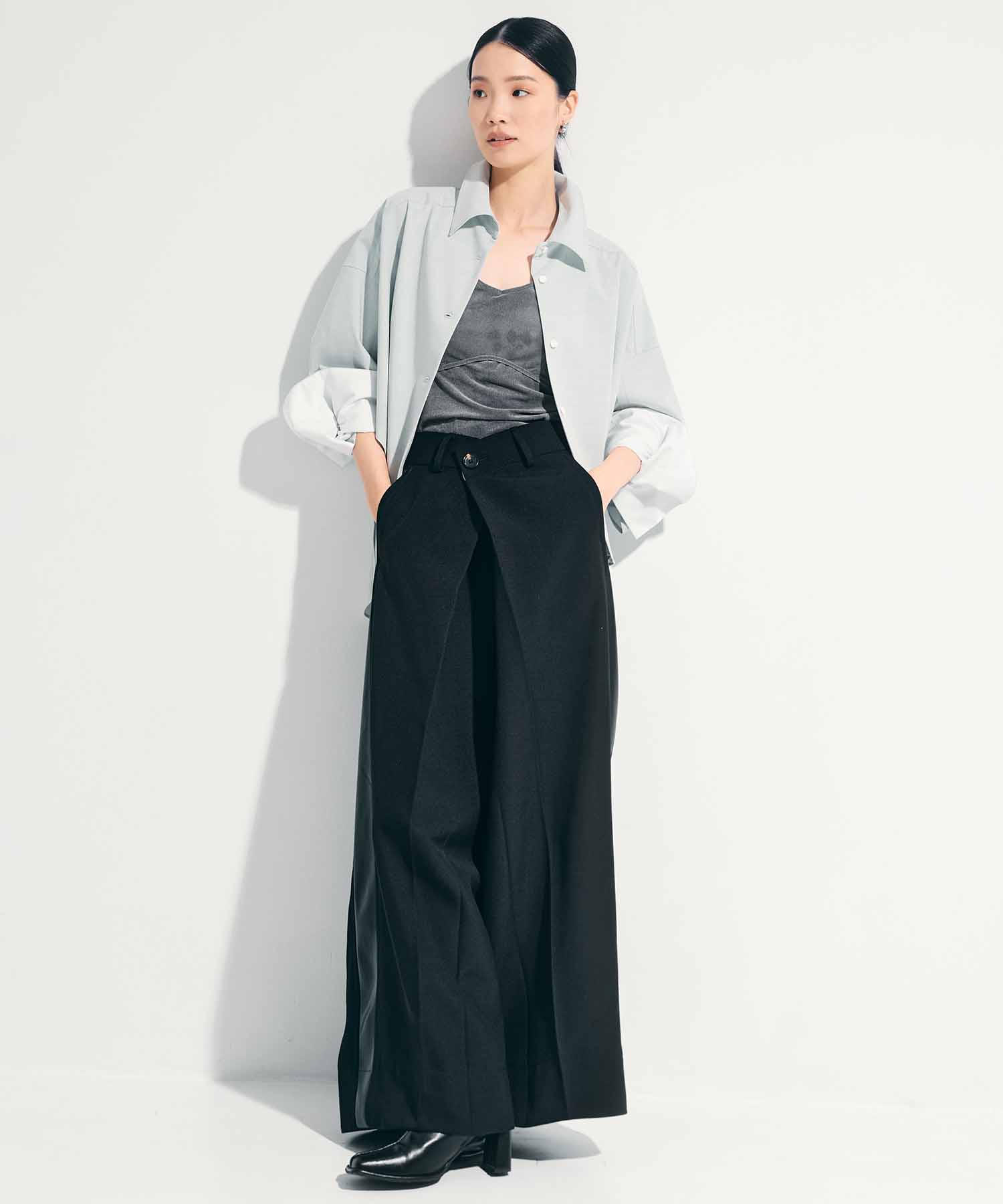 Side Leather Flare Trousers STUDIOUS