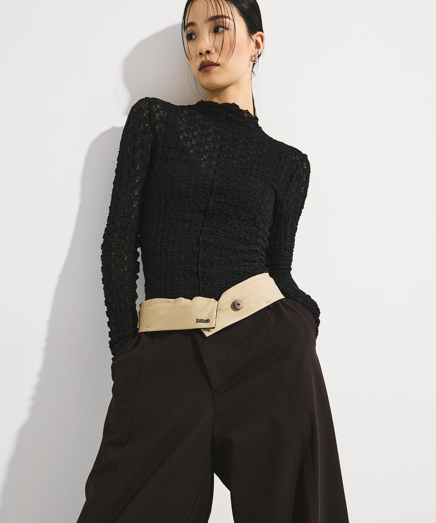 Wool Barrel Leg Trousers STUDIOUS
