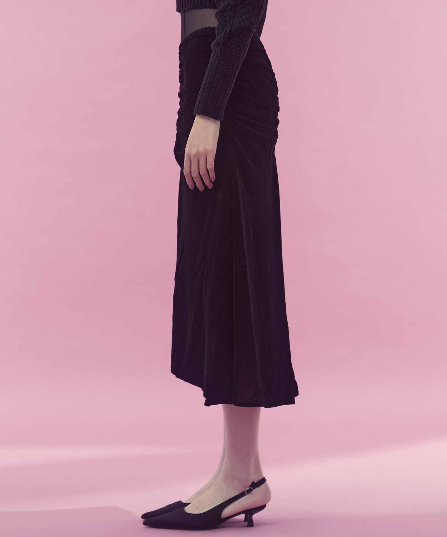 Velvet tulle gathered skirt FETICO