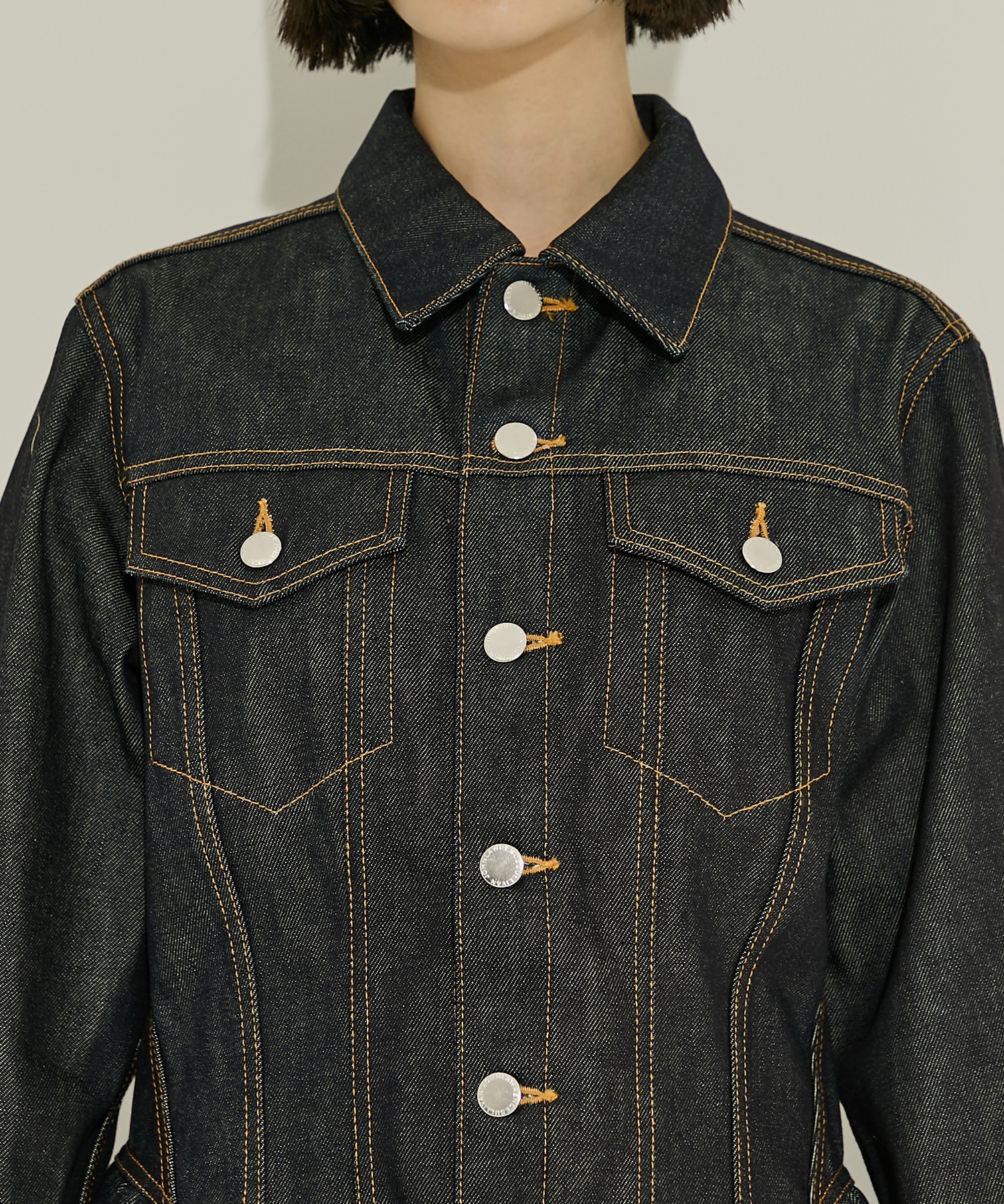 RIGID DENIM PEPLUM JACKET JOHN LAWRENCE SULLIVAN