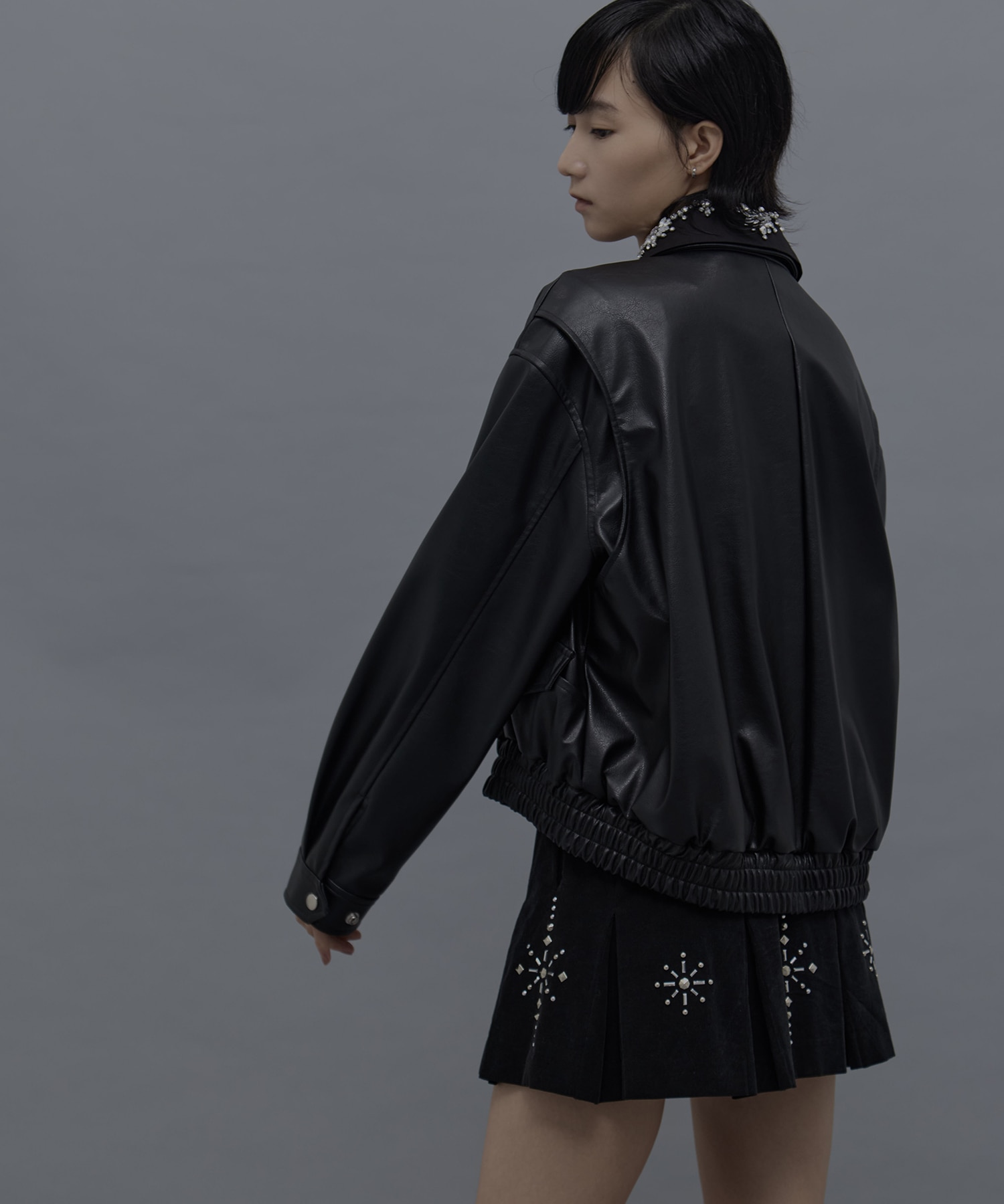 crystal bijou collar 2WAY blouson tanakadaisuke