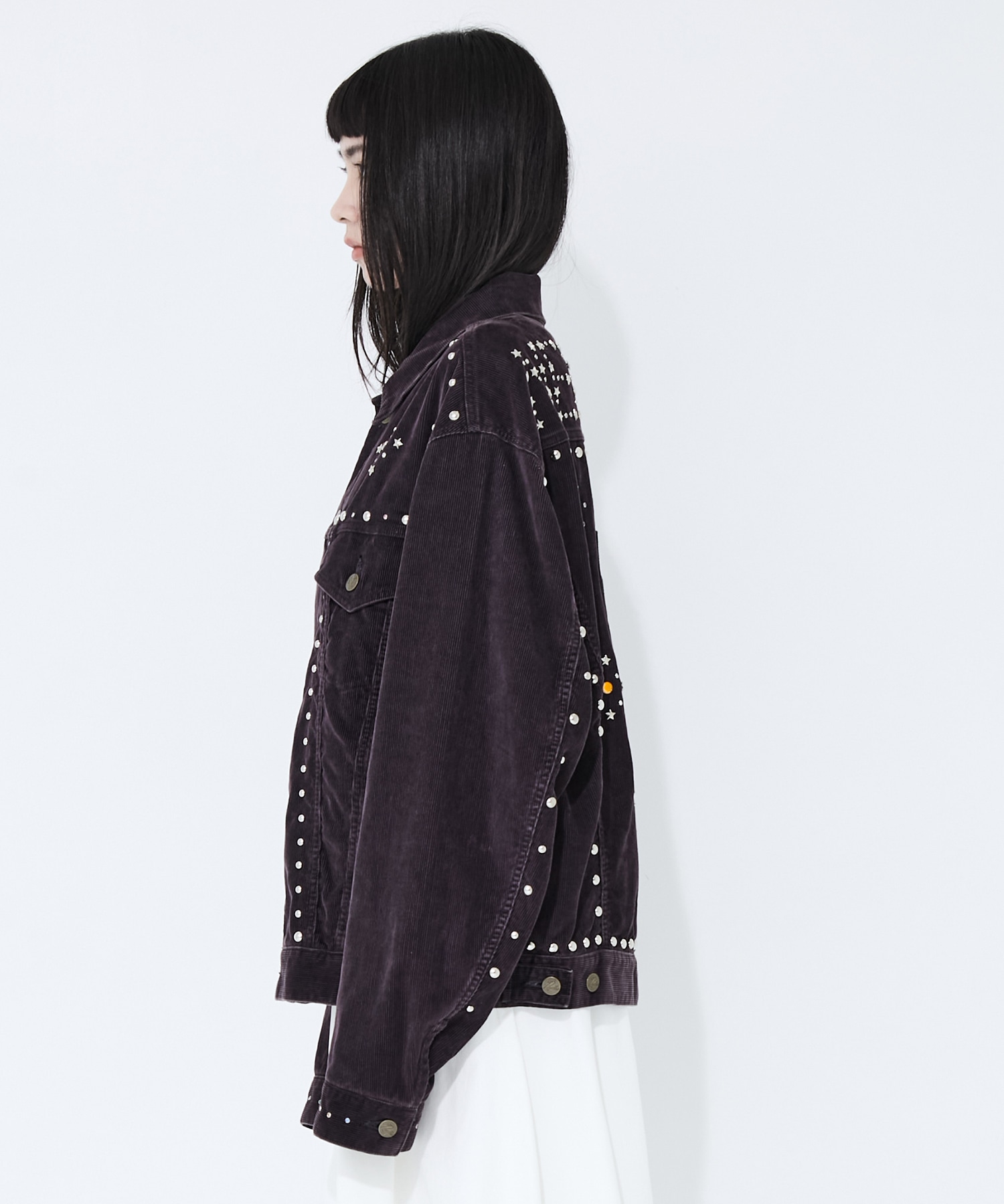 Studded Jean Jacket - 14W Corduroy Needles