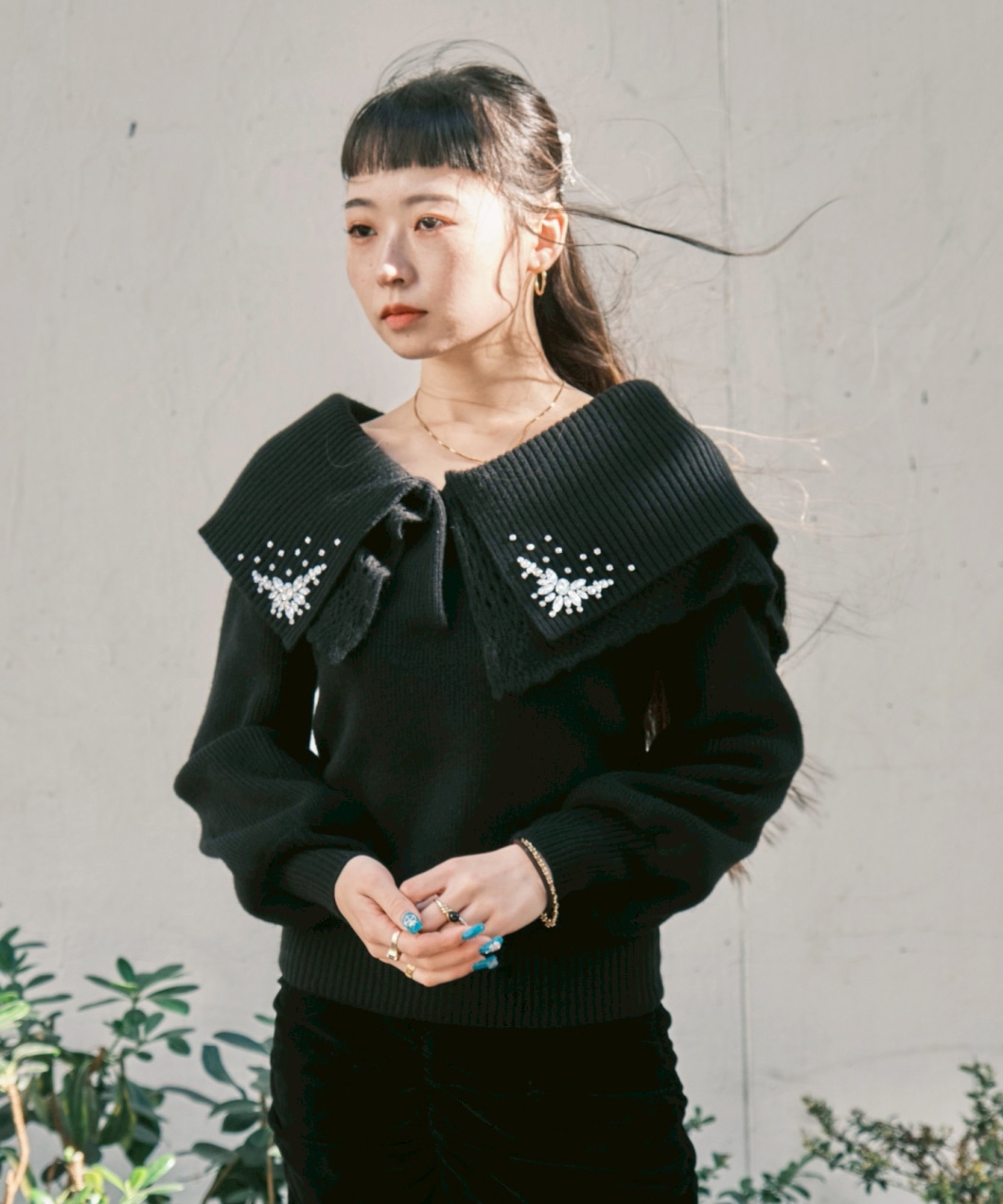 bijou tiara off-shoulder knit tanakadaisuke