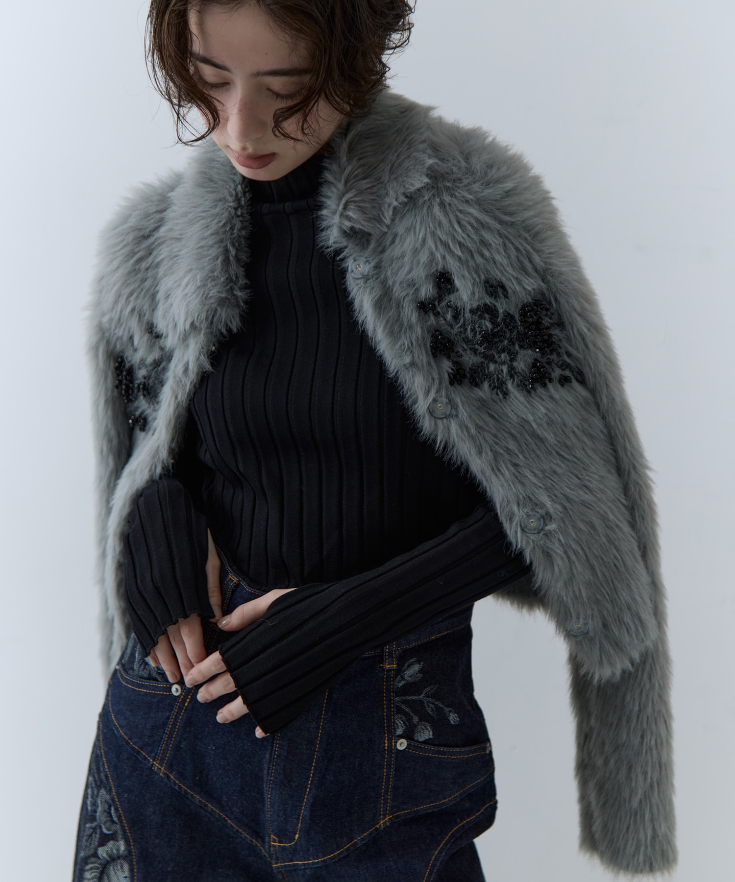 別注 シャギービジューカーディガン FETICO