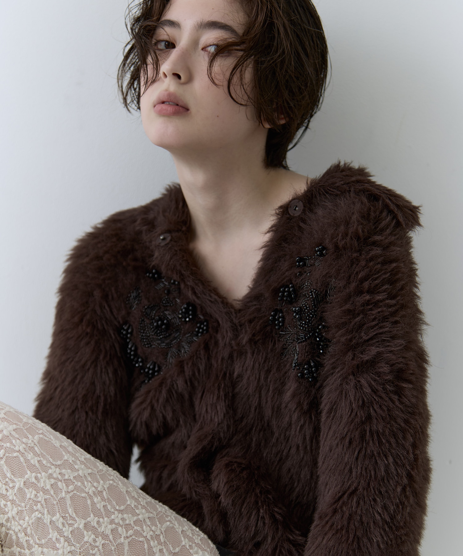 別注 シャギービジューカーディガン FETICO