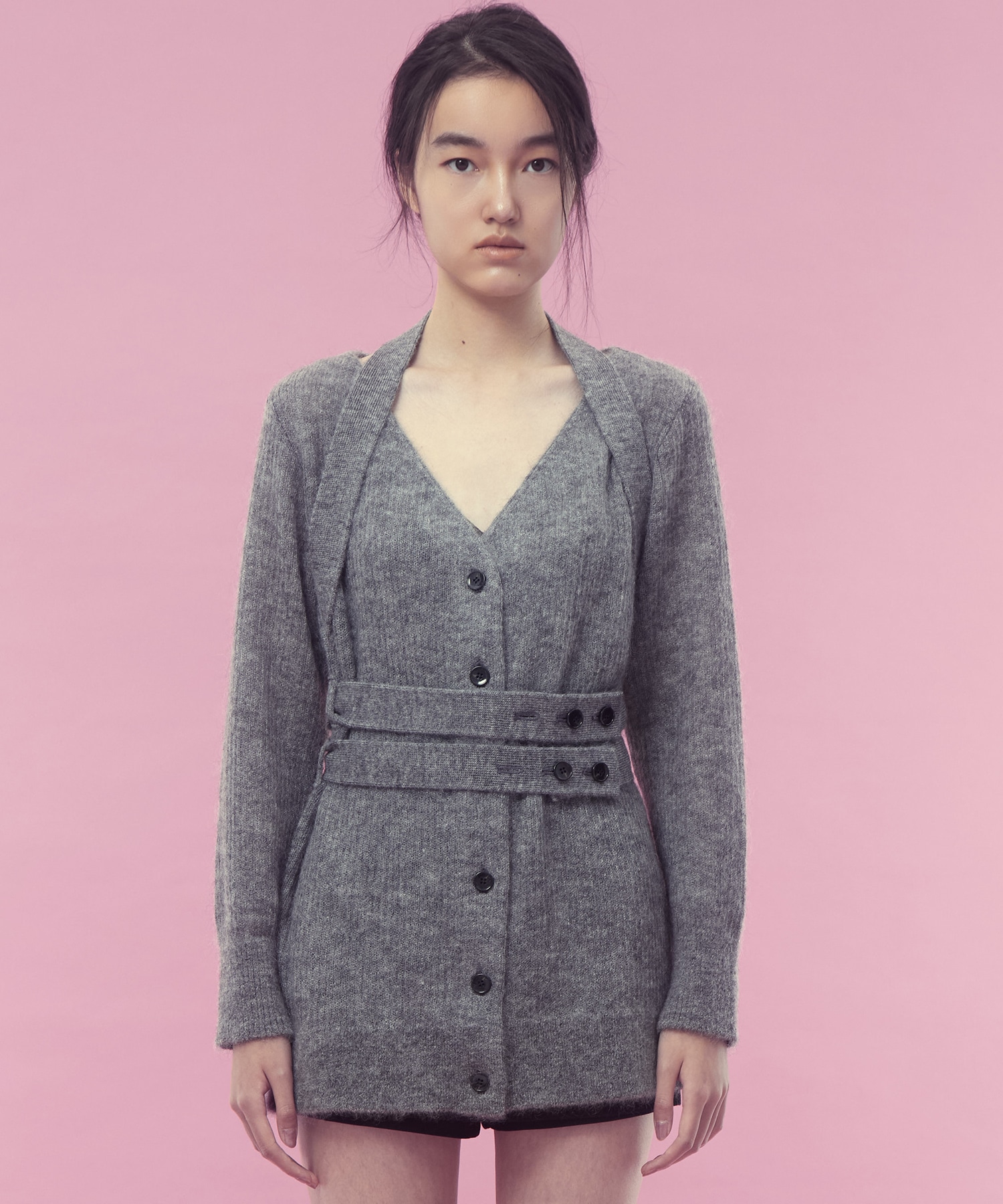 Mohair knit belted cardigan FETICO