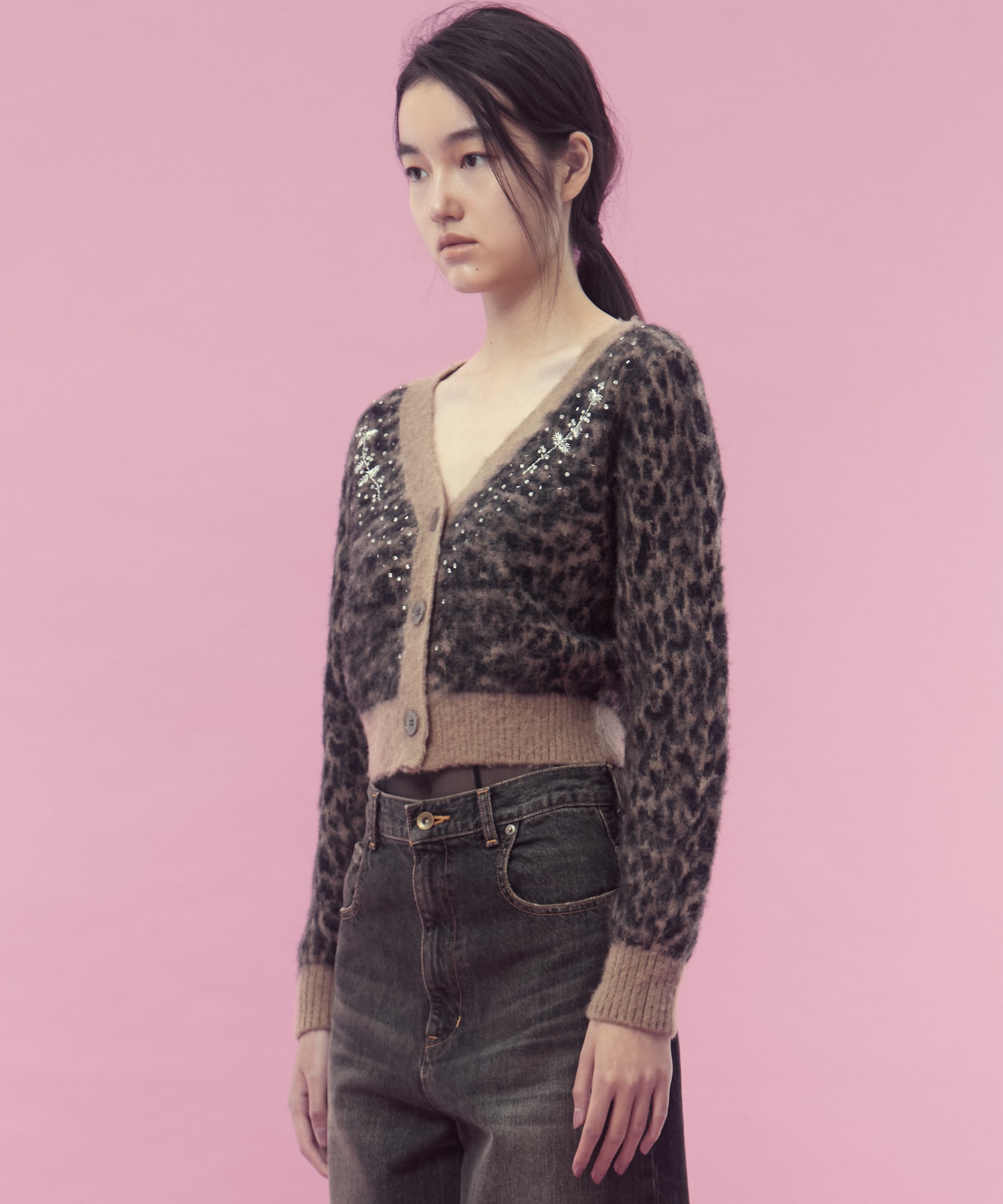 Jacquard-knit V-neck cardigan FETICO