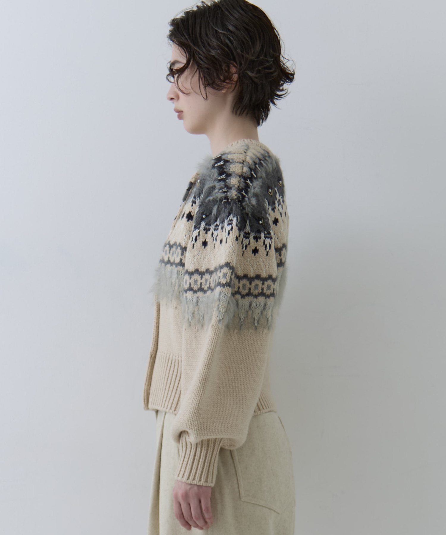 UND 2WAY LADY NORDIC KNIT CARDIGAN AMERI