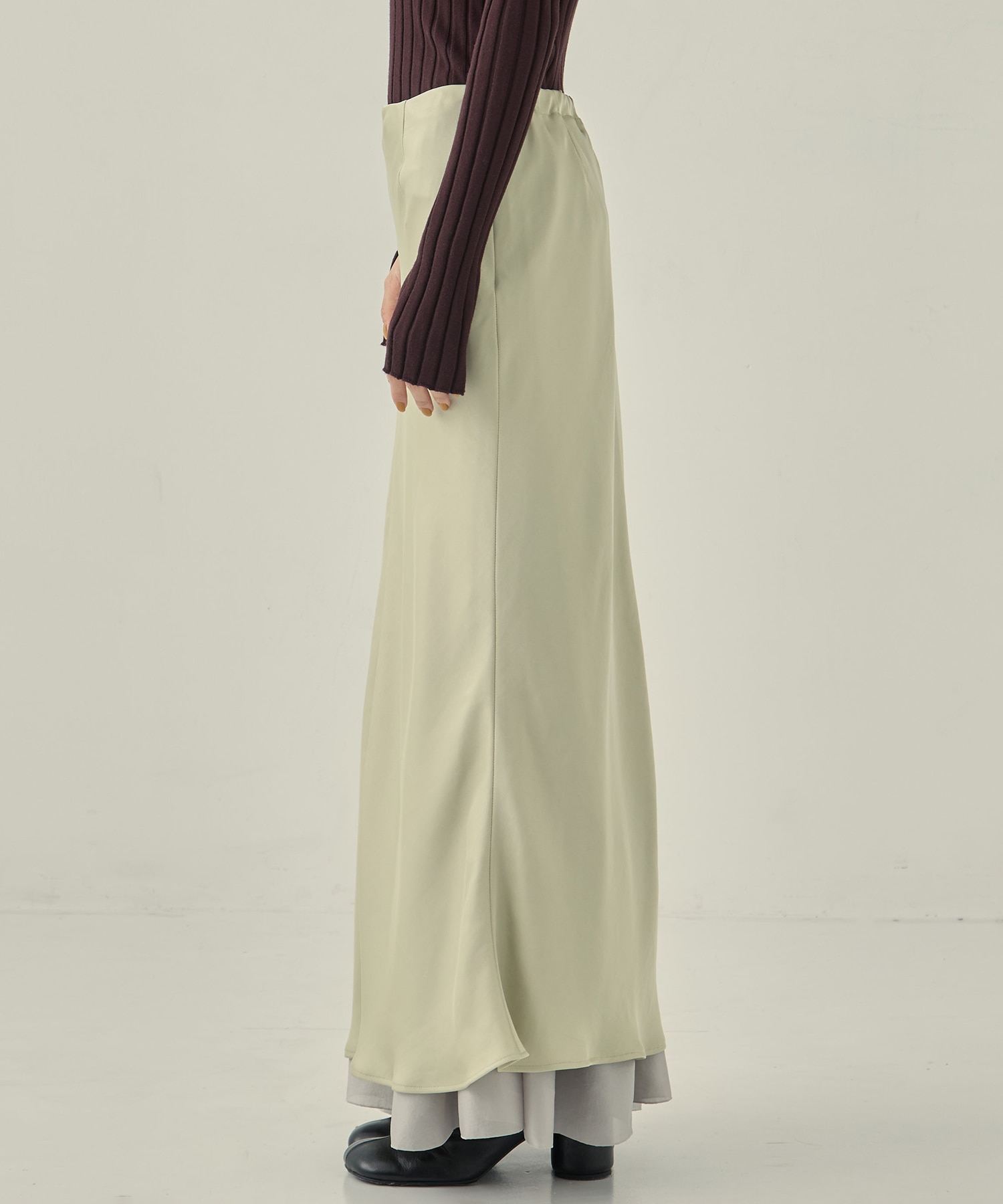 LAYERED SATIN MERMAID SKIRT STUDIOUS