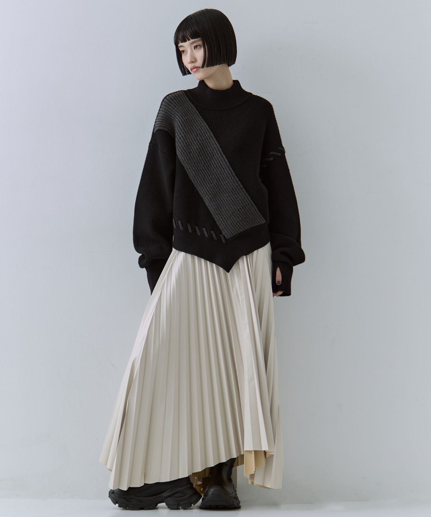 Faux Leather Pleated SK STUDIOUS