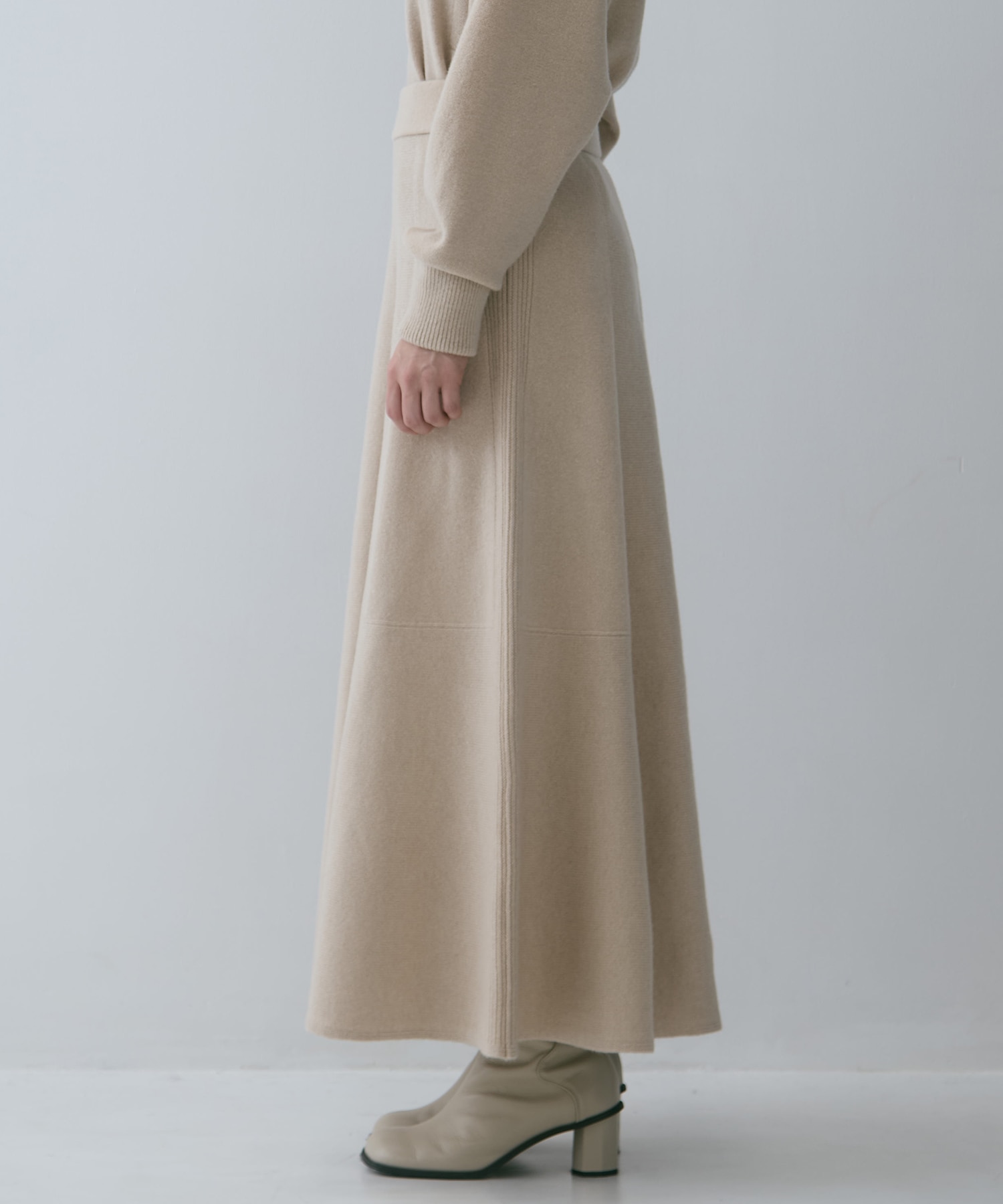別注 CASHMERE FLARE LONG SKIRT WRAPINKNOT