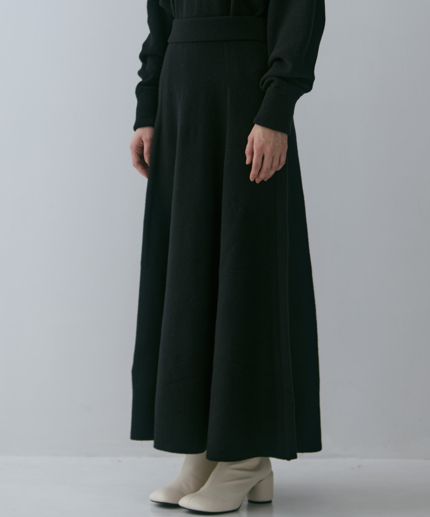 別注 CASHMERE FLARE LONG SKIRT WRAPINKNOT
