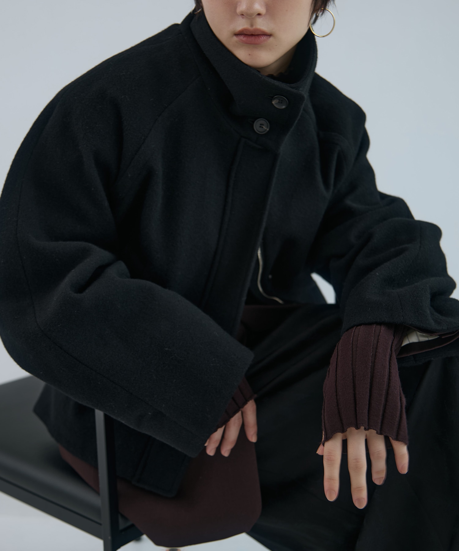 Stand Collar Wool Blouson STUDIOUS