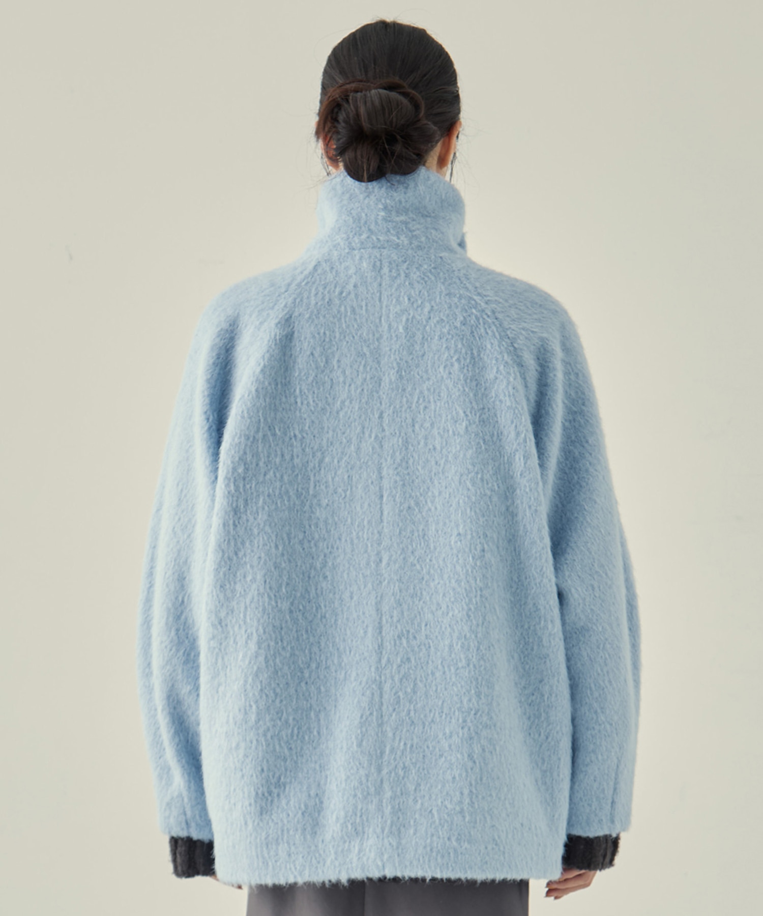 STAND COLLAR SHAGGY MIDDLE COAT STUDIOUS